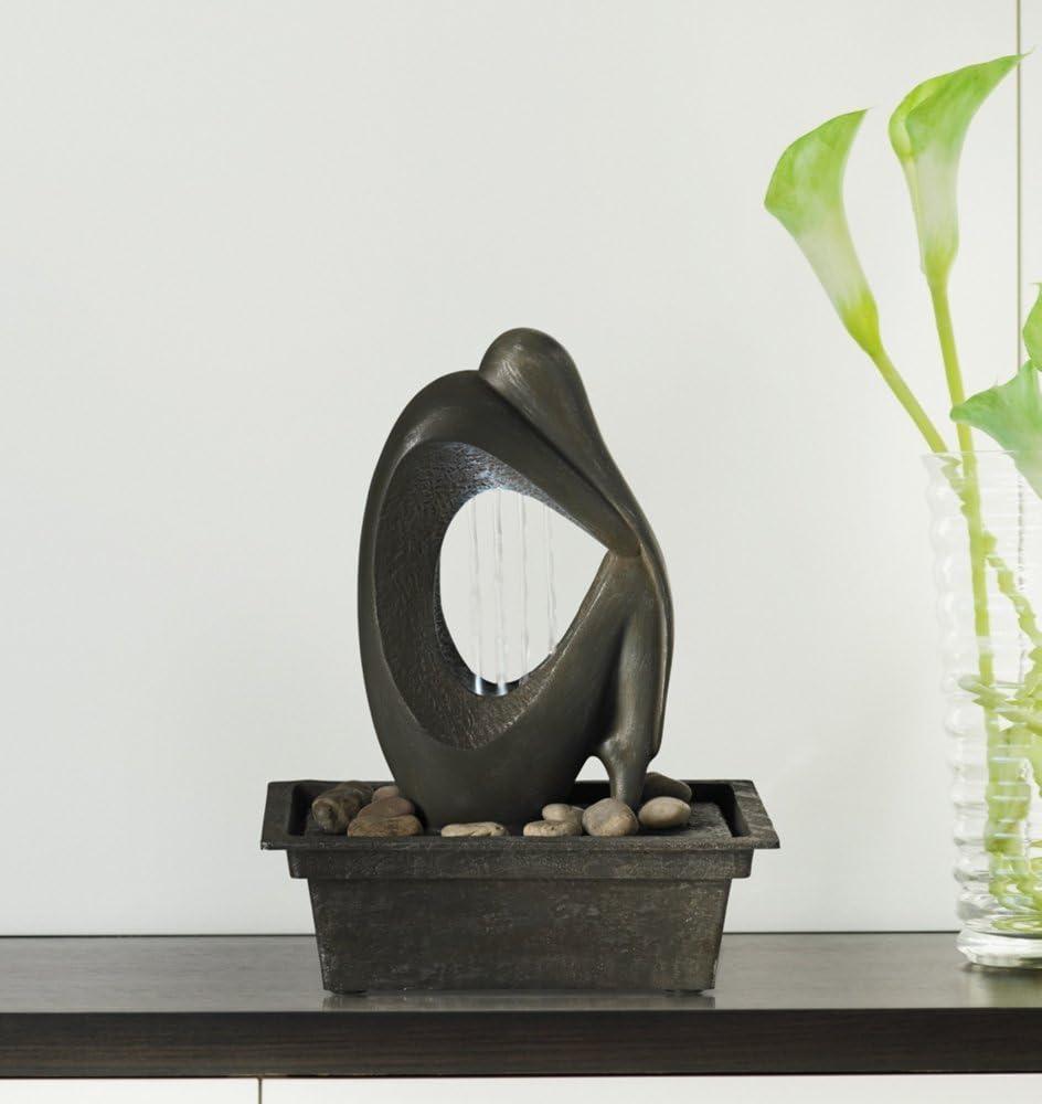Modern Silhouette 10" High Small Zen Indoor Outdoor Decor Faux Stone Tabletop Fountain with Light LED Waterfall Outside Garden Patio