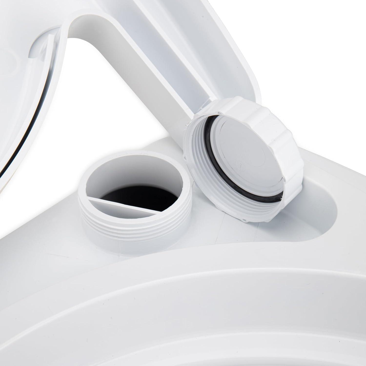 Camco Camping/RVing Premium Travel Toilet | Features a 5.3-Gallon Detachable Holding Tank, Pump Flush Design & Spring-Loaded Latch (41544)