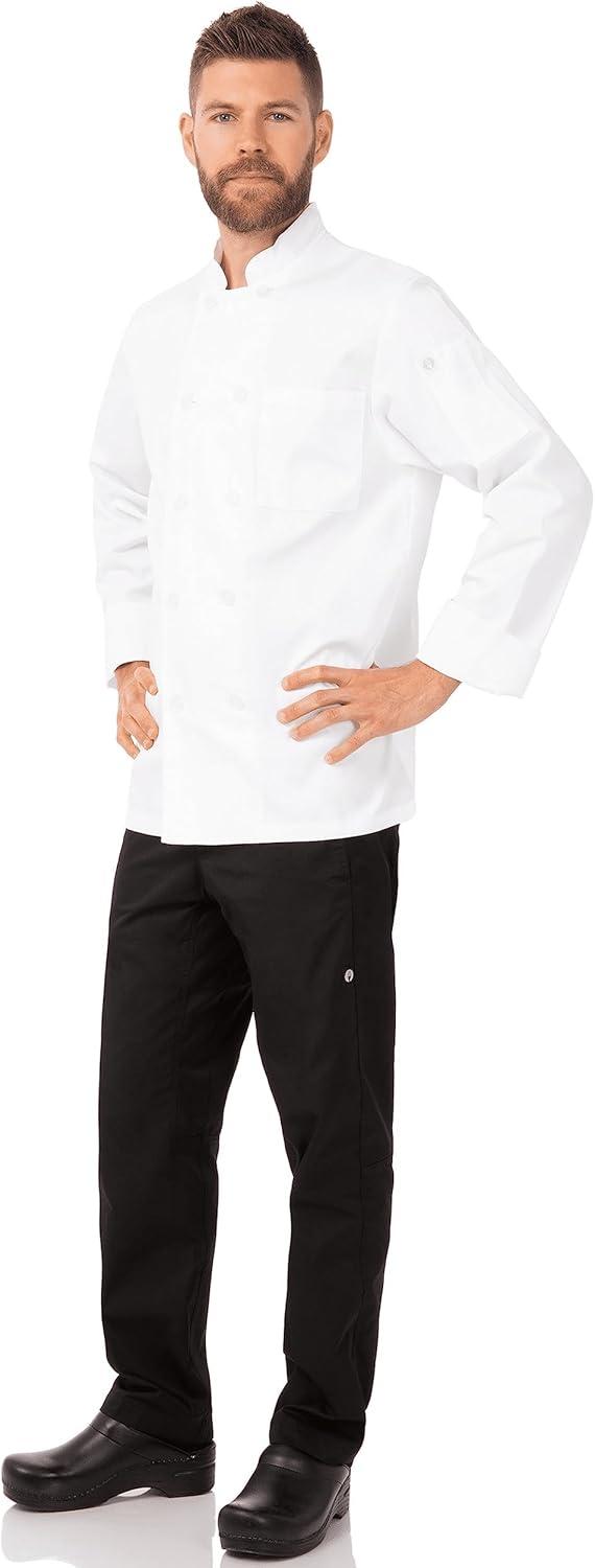 Men's White Long Sleeve Double-Breasted Chef Coat