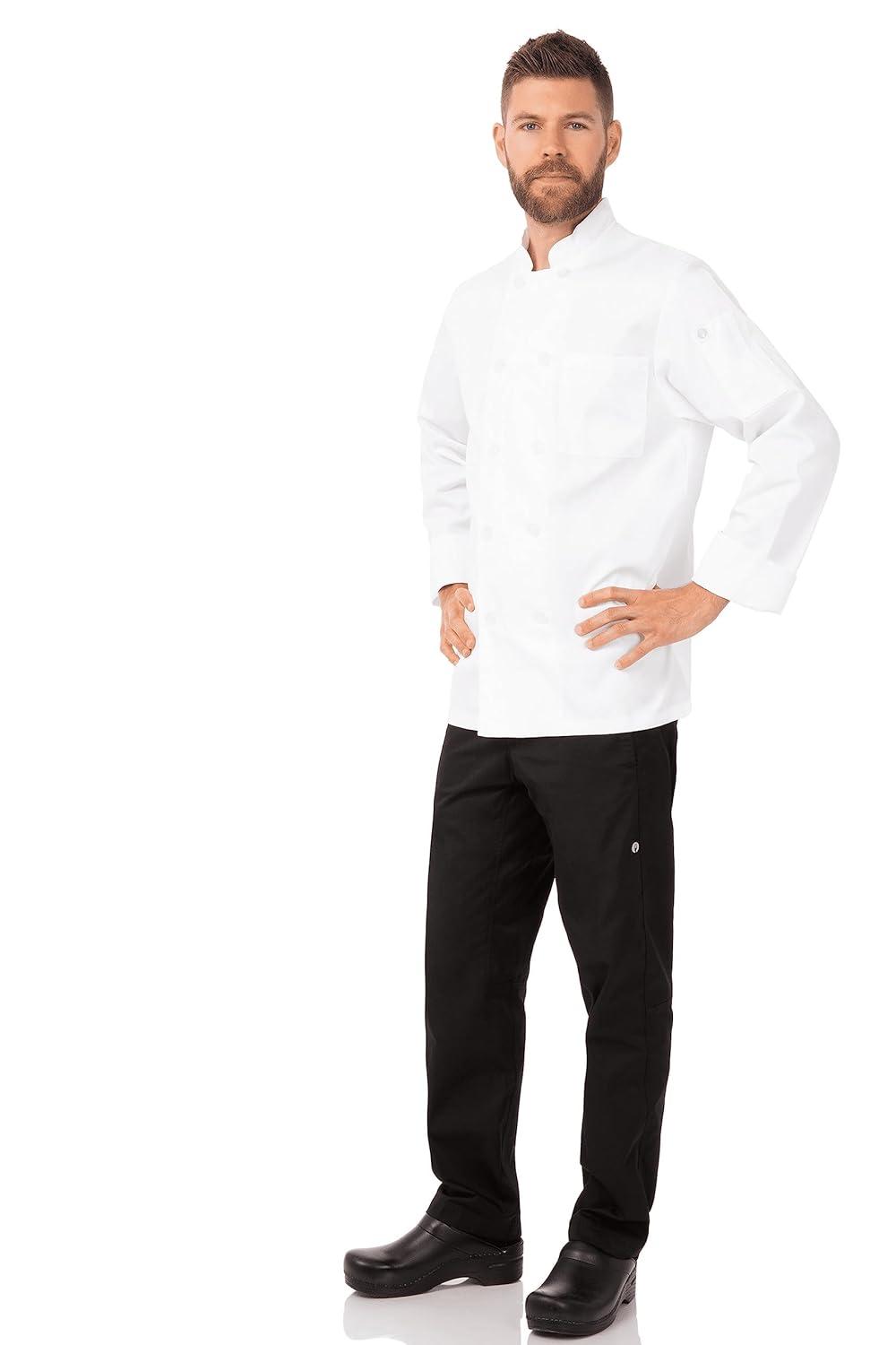 Men's White Long Sleeve Double-Breasted Chef Coat