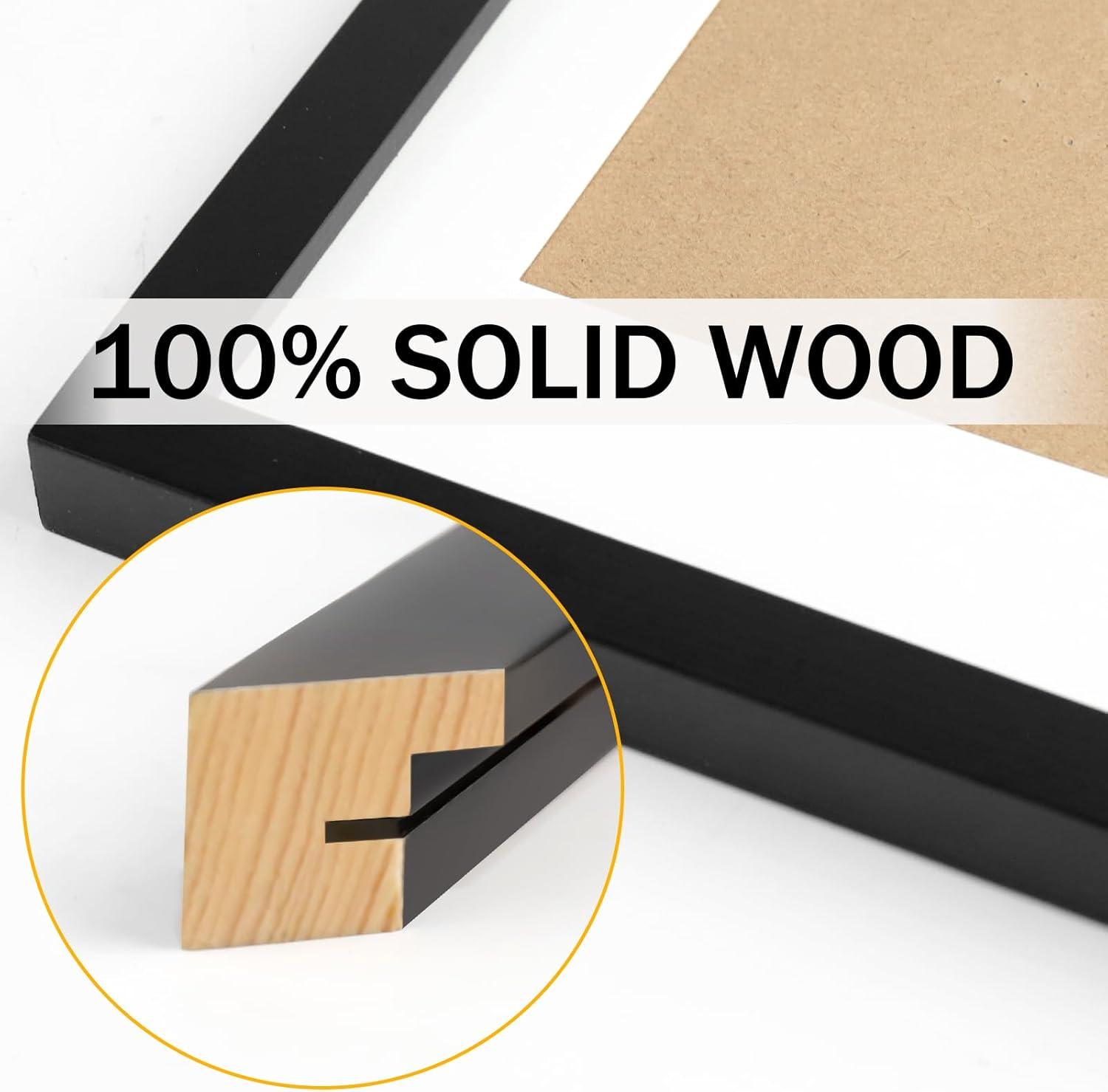 Picture Frames 8x8 2 Pack Nature Solid Black Wood for Wall Mounting and Tabletop Display