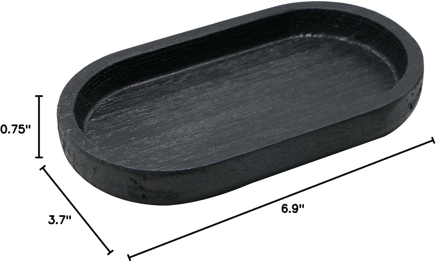 Black Oval Wooden Vanity Tray for Kitchen and Bathroom