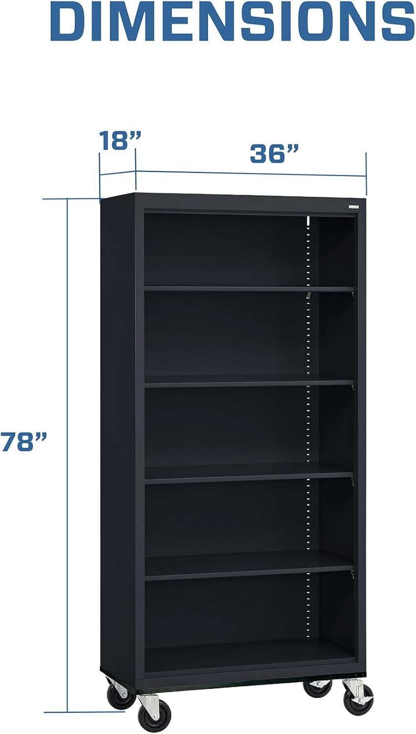 Sandusky Lee 36" W x 18" D x 78" H Steel Mobile Bookcase with 4 Adjustable Shelves by Sandusky