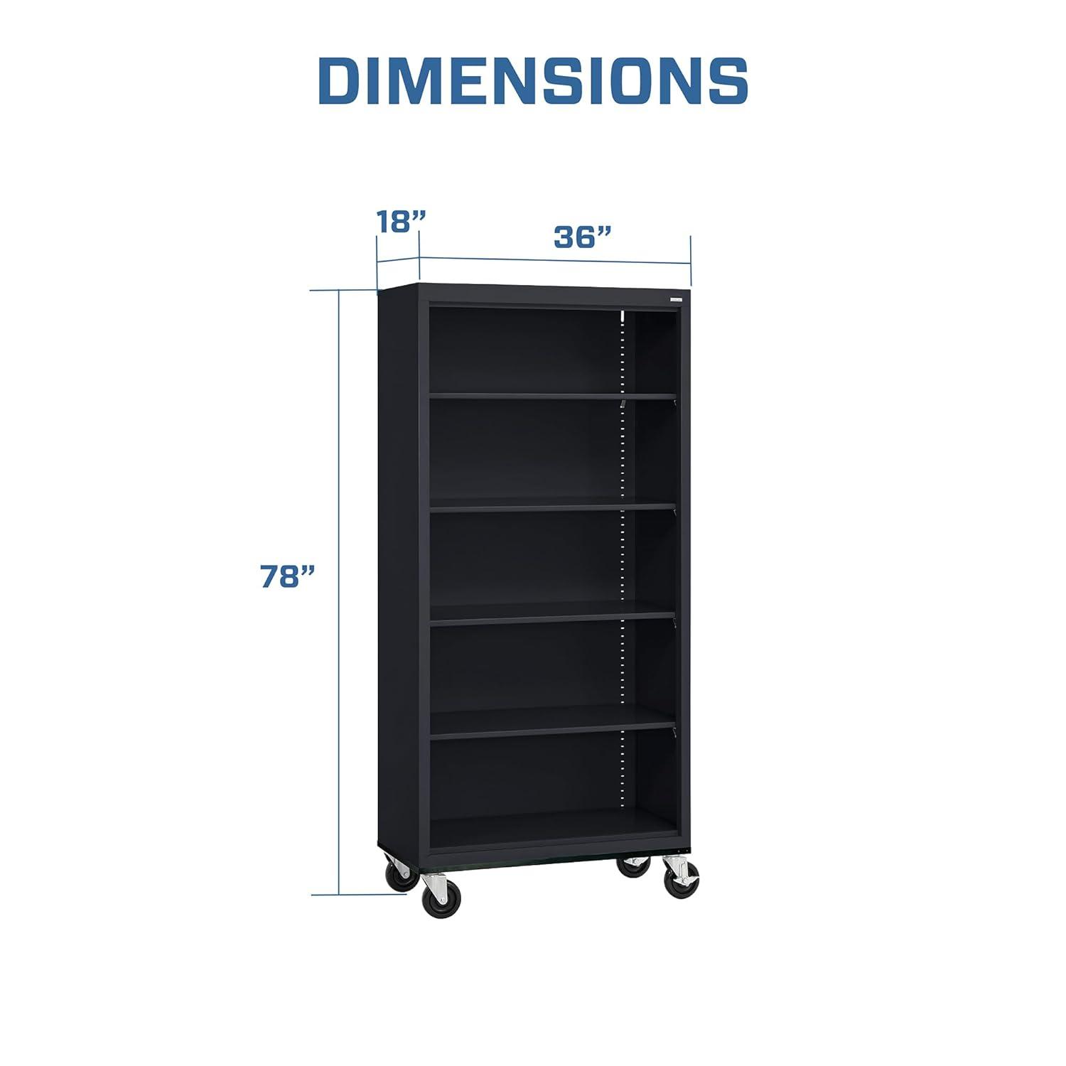 Sandusky Lee 36" W x 18" D x 78" H Steel Mobile Bookcase with 4 Adjustable Shelves by Sandusky