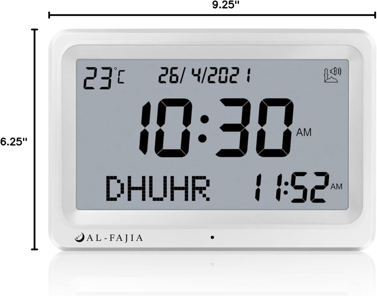 Qsnmieo Azan Clock for USA-Automatic Worldwide Digital 8 Azan Prayer Sounds Islamic Wall and Desk Clock (White)