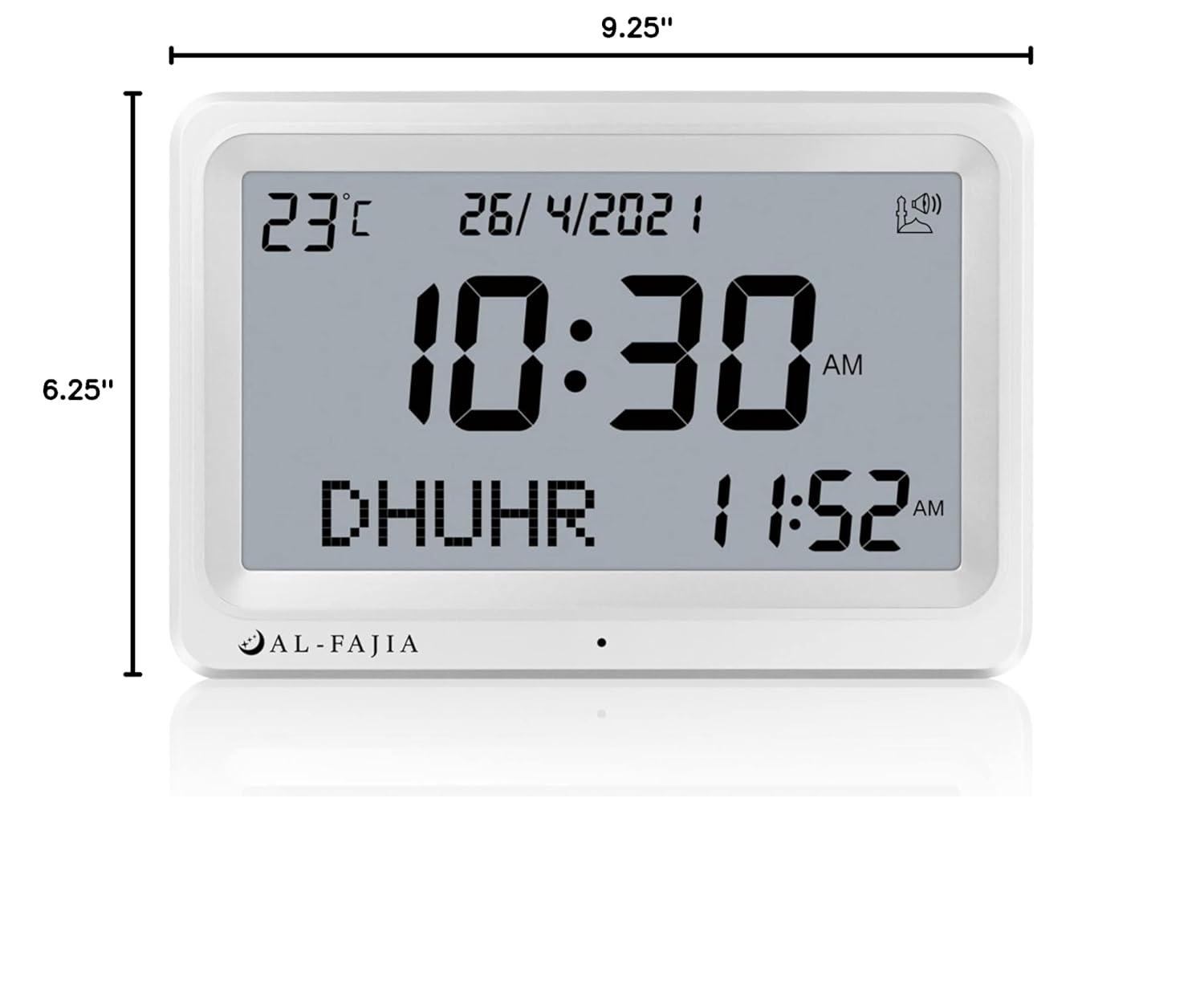 Qsnmieo Azan Clock for USA-Automatic Worldwide Digital 8 Azan Prayer Sounds Islamic Wall and Desk Clock (White)