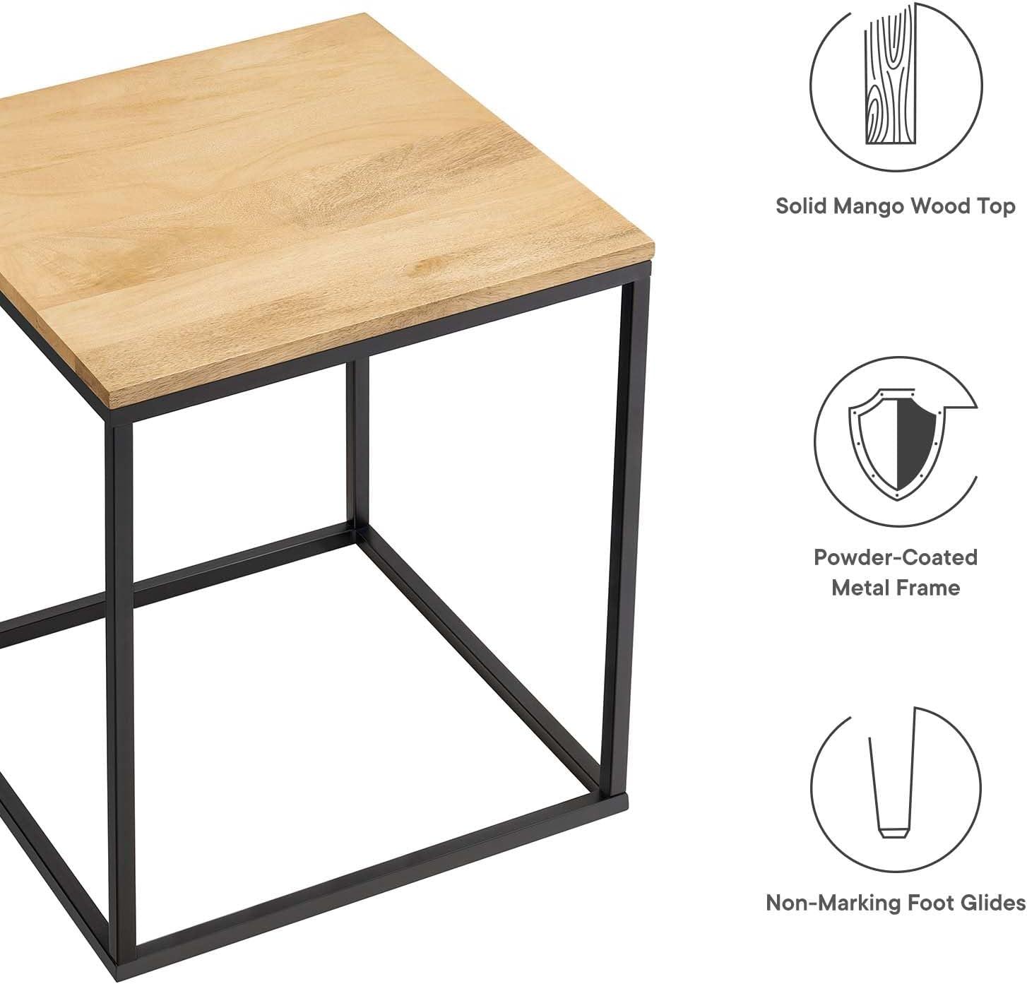 Zora Square Wood and Metal Side Table in Oak