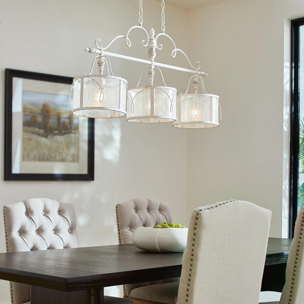 Persian White Traditional Leaf and Flower Six-Light Chandelier