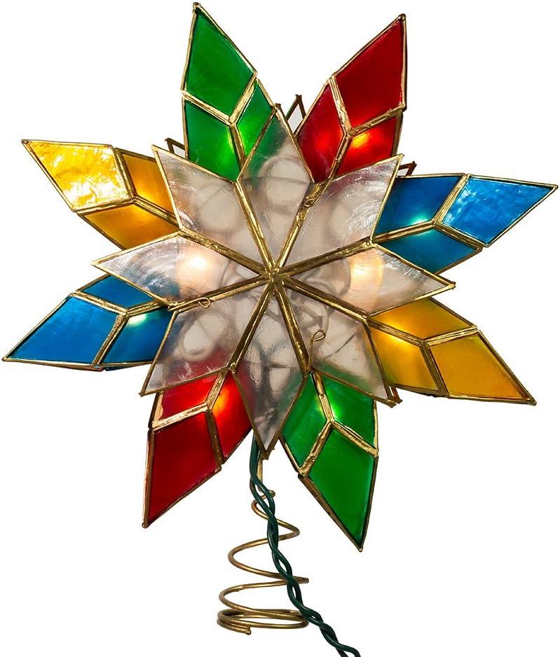 Kurt Adler 10-Light Capiz Star Multicolored Treetop