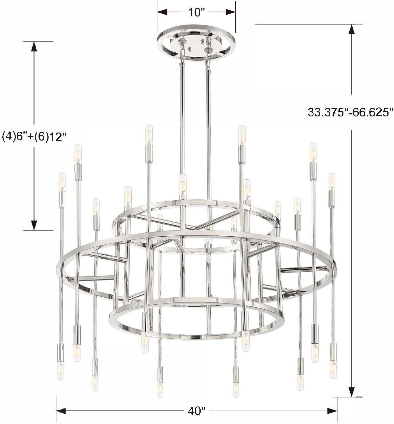 Aries 20-Light Polished Nickel and Crystal Chandelier