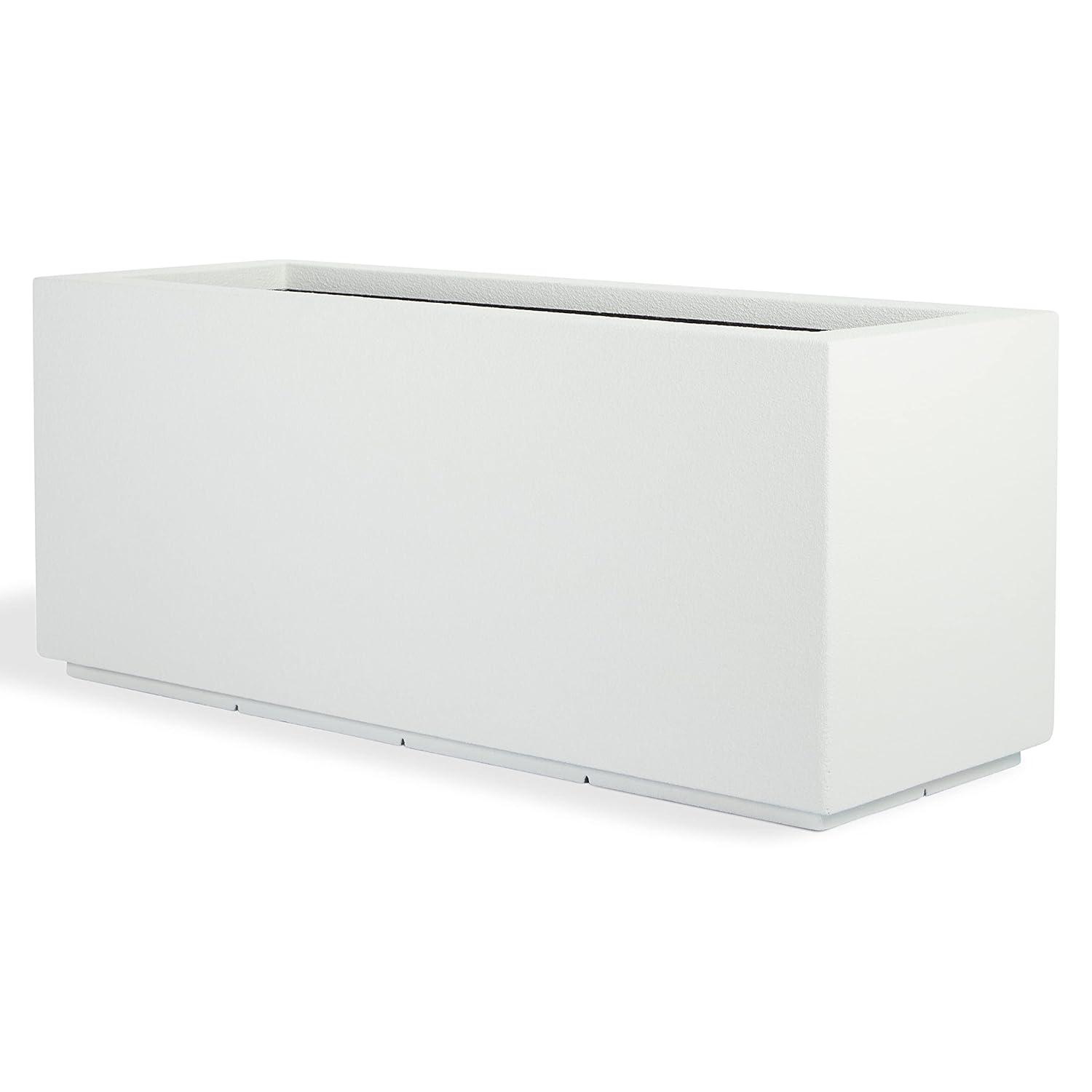 PolyStone Planters Rectangle 17-in W Extra Large White Mixed/Composite Contemporary/Modern Outdoor Planter With Drainage Holes