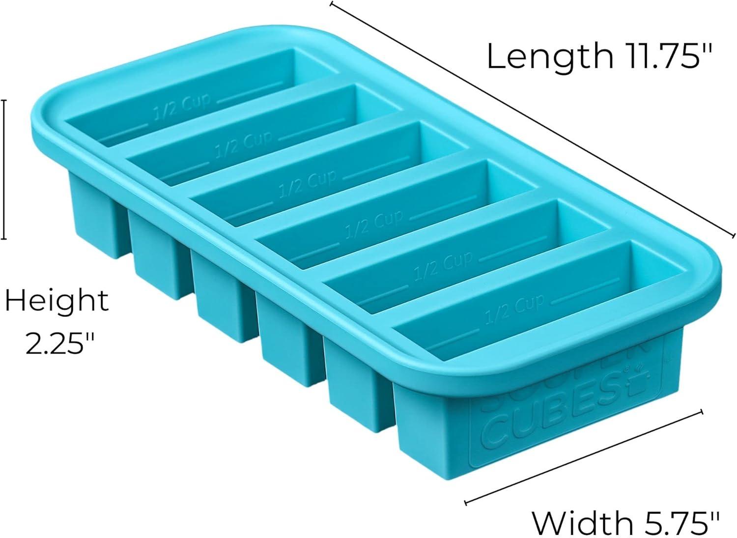 Souper Cubes 1/2 Cup Silicone Freezer Tray with Lid, Silicone Soup Freezer Mold, Perfect for Storing Sauce, Smoothies, Rice and More