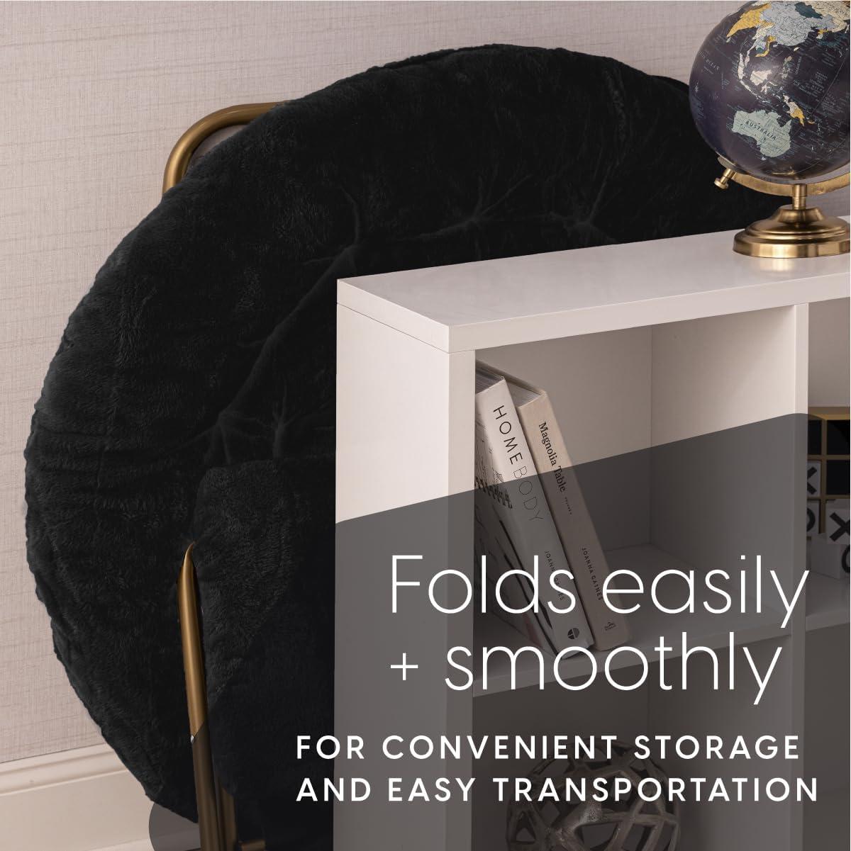 Milliard Cozy Faux Fur Saucer Chair X-Large with Footrest, Black