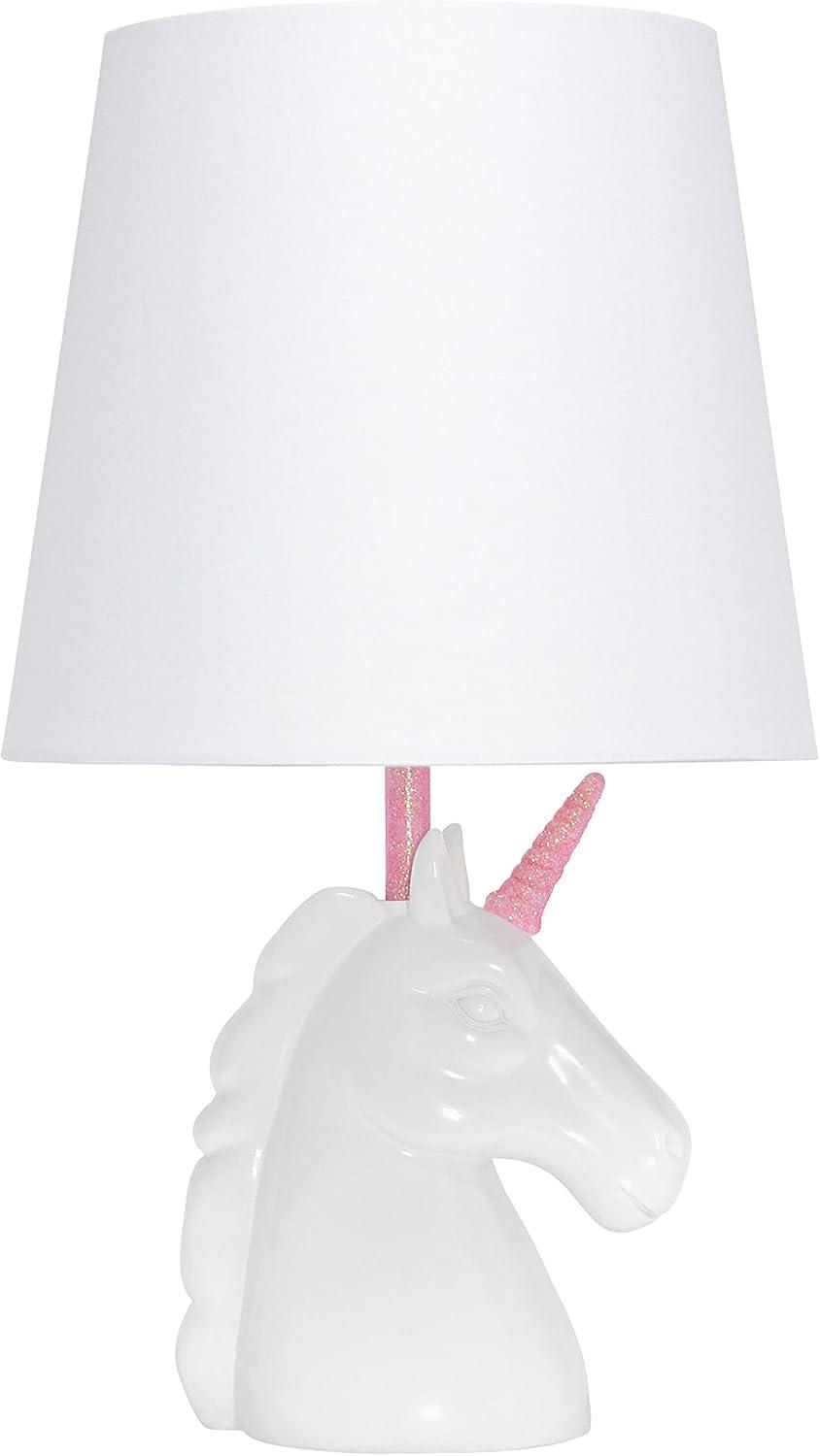 Sparkling Pink and White Unicorn Table Lamp for Kids