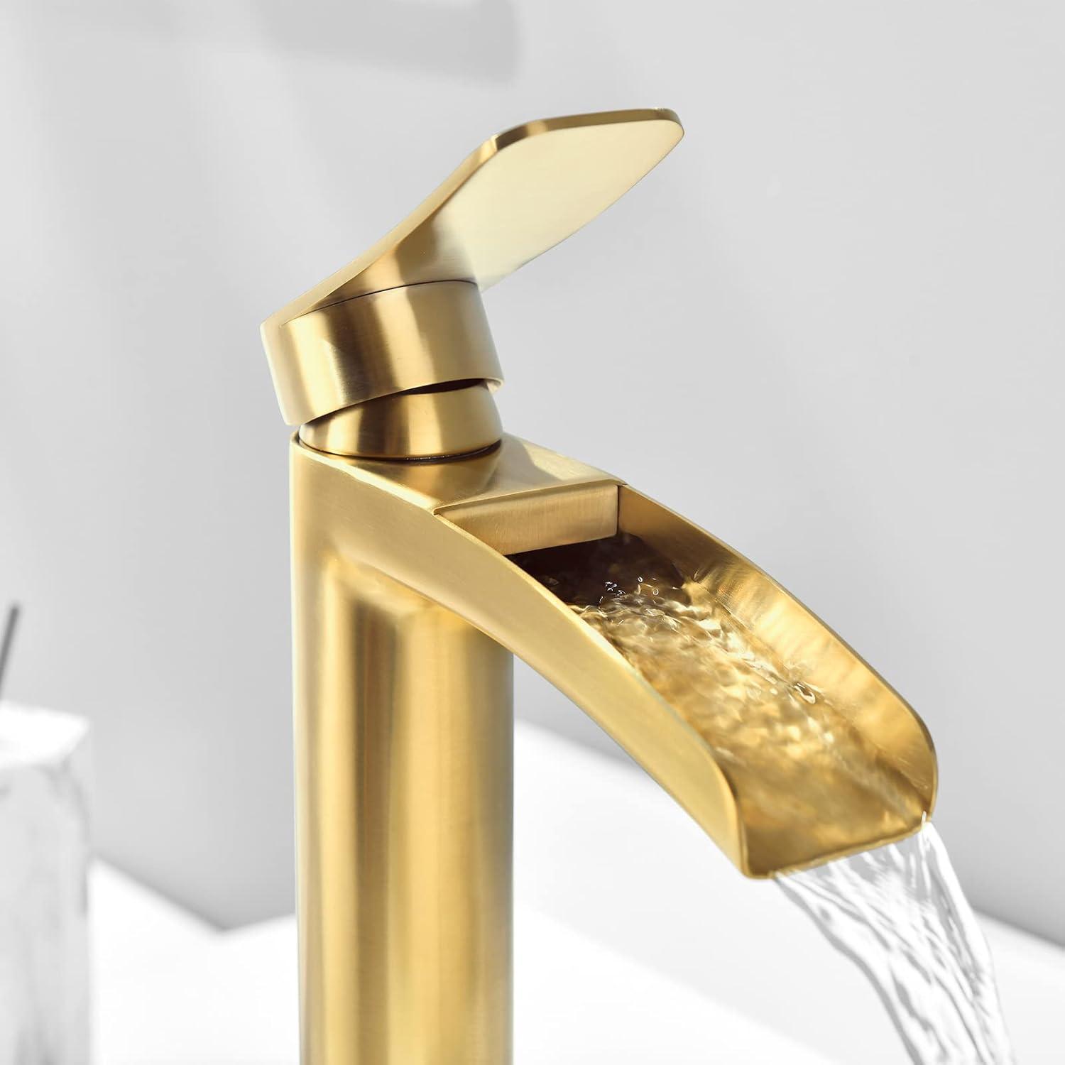 Brushed Gold Tall Single Handle Bathroom Faucet