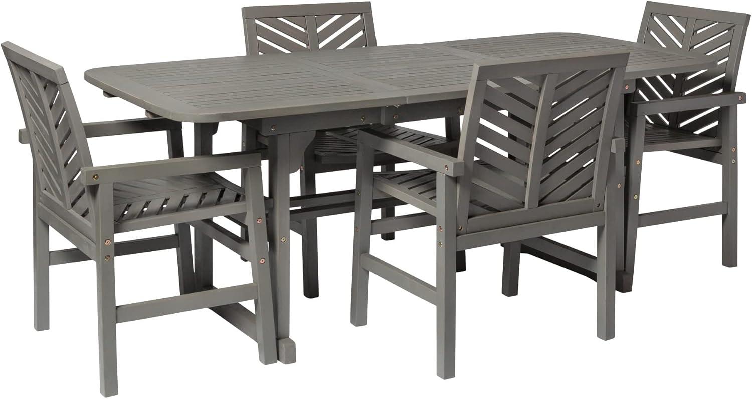 Modern 4-Person Chevron Walnut Wood Patio Dining Set