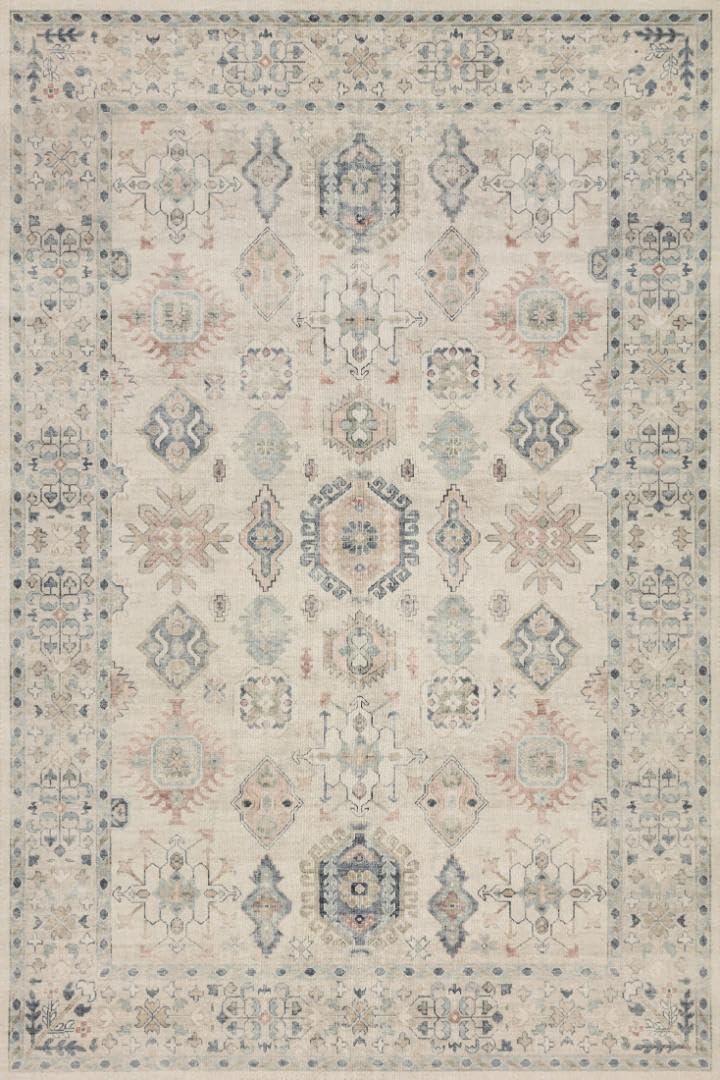 3'6"x5'6" Hathaway Rug Beige - Loloi Rugs: Traditional Medallion, Indoor Flat Pile, Polyester Canvas Backing