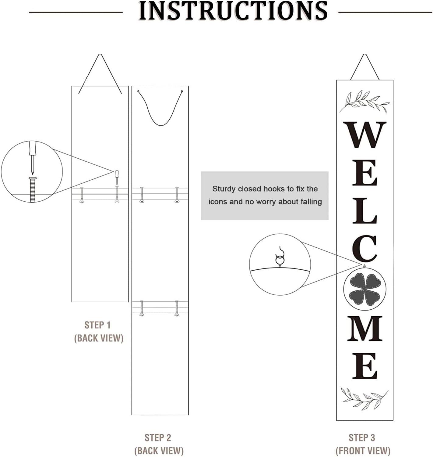 LOTKEY Interchangeable Welcome Sign for Front Porch Standing