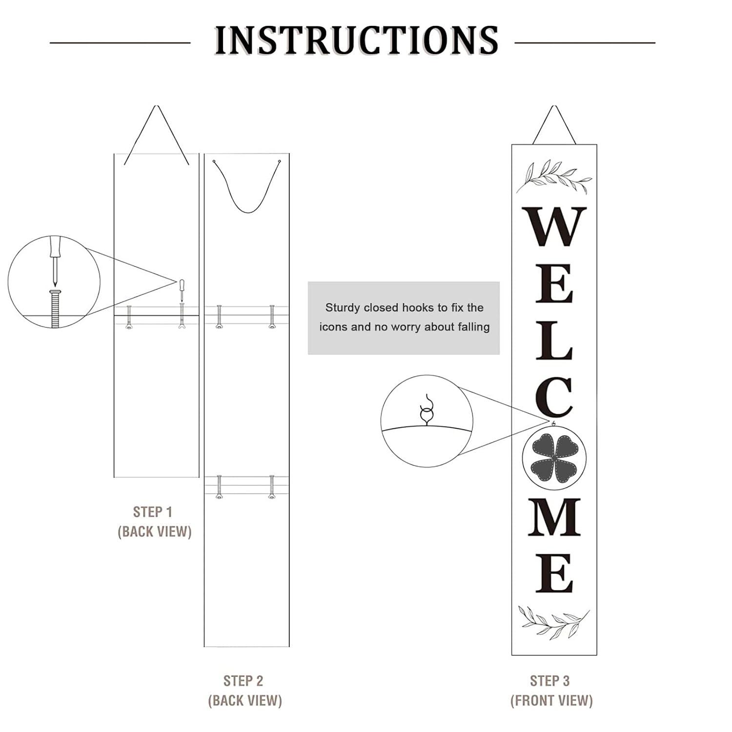 LOTKEY Interchangeable Welcome Sign for Front Porch Standing