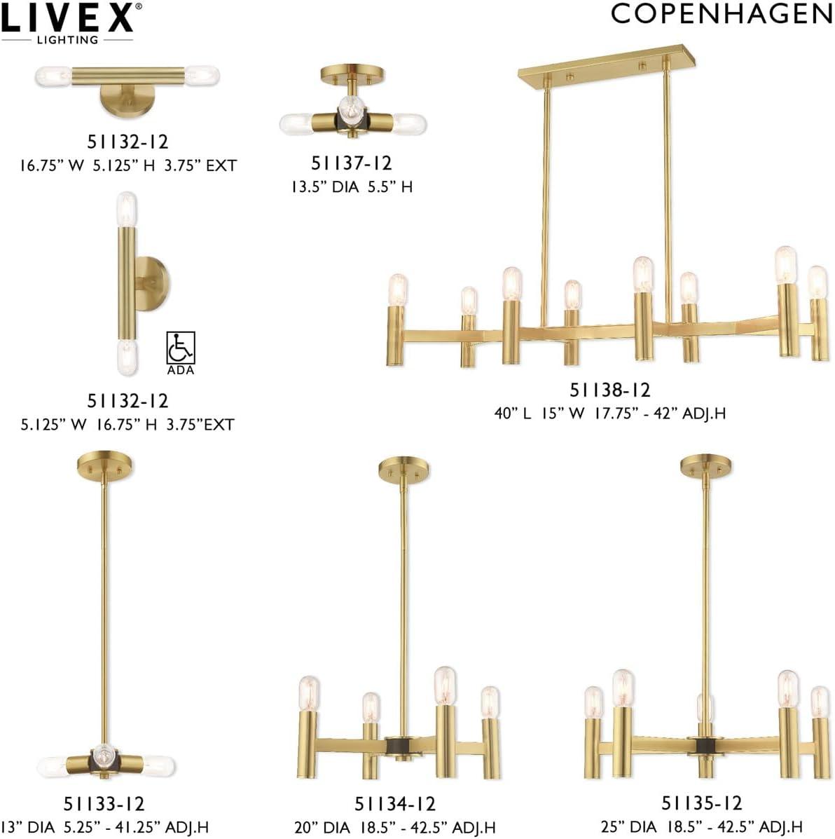 Livex Lighting Copenhagen 8 - Light Chandelier in  Satin Brass