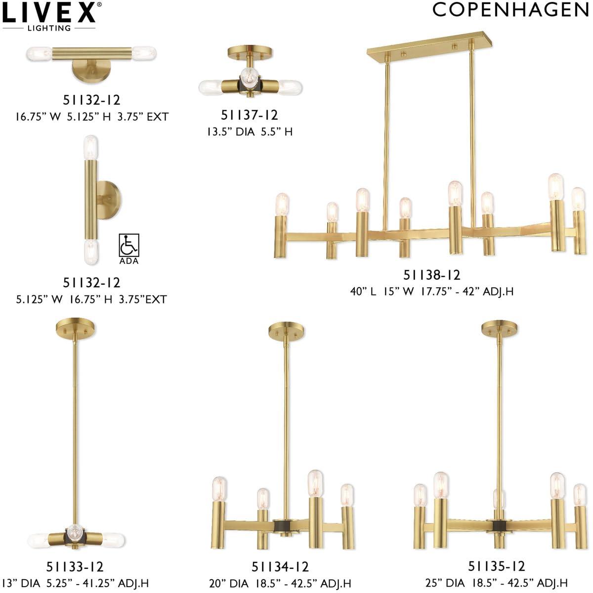 Livex Lighting Copenhagen 8 - Light Chandelier in  Satin Brass