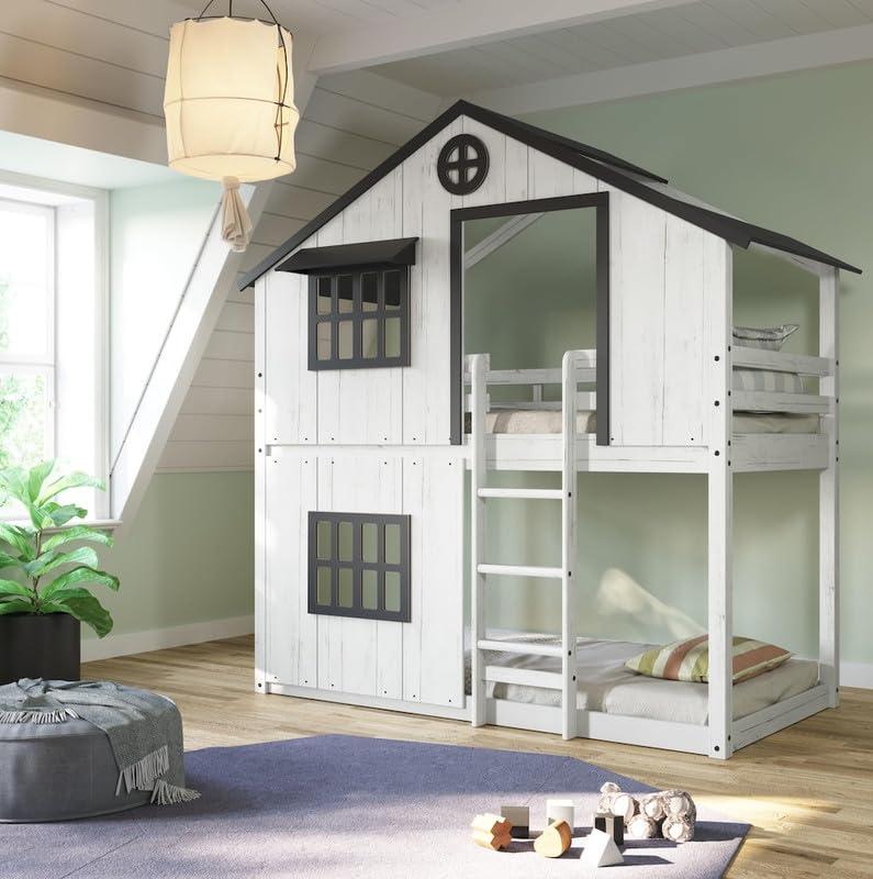 Child Craft Play House Twin Over Twin Standard Bunk Bed