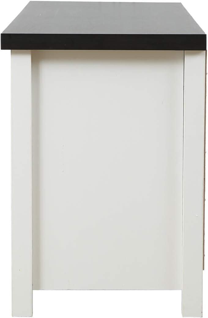 LuxenHome Modern Farmhouse White with Dark Brown 47.3" Wide TV Stand for TVs Up To 55-Inch