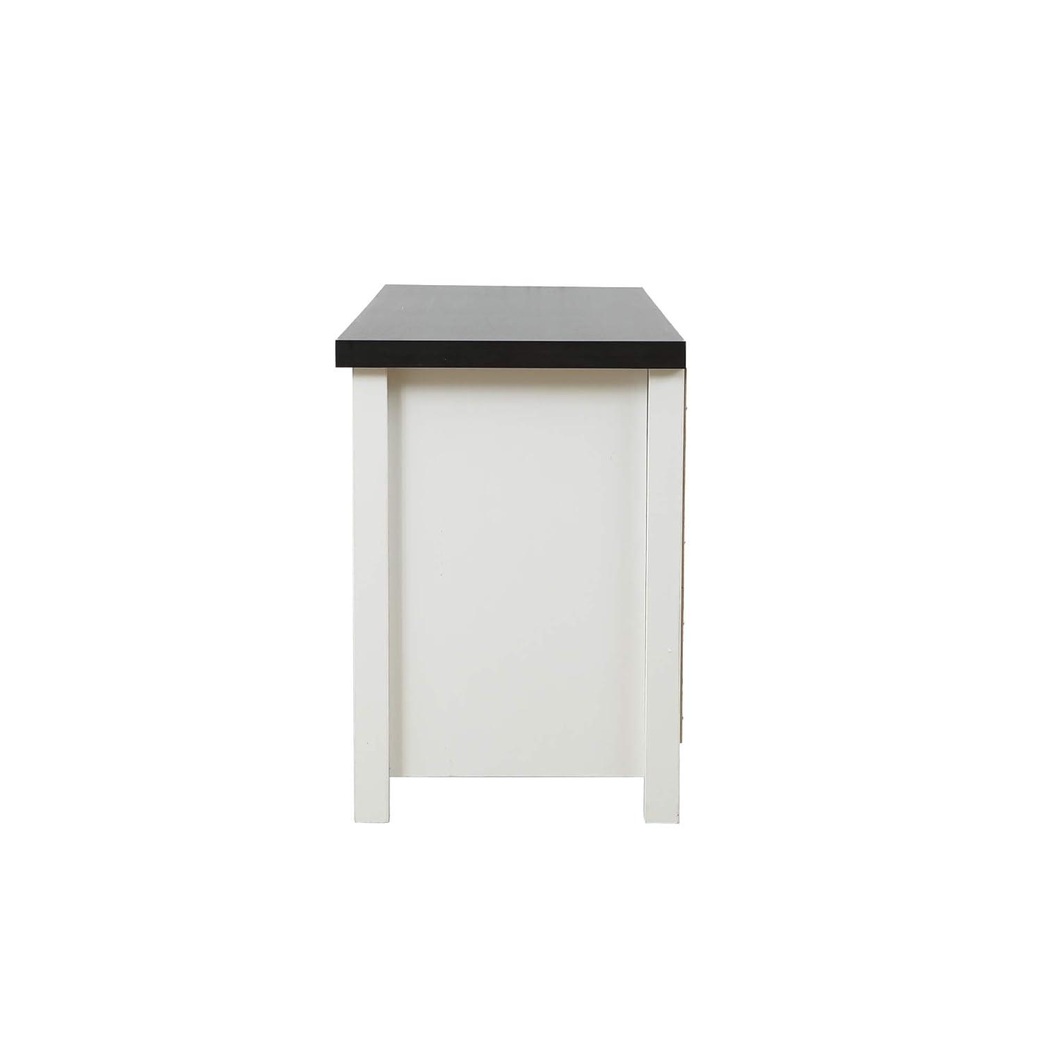 LuxenHome Modern Farmhouse White with Dark Brown 47.3" Wide TV Stand for TVs Up To 55-Inch