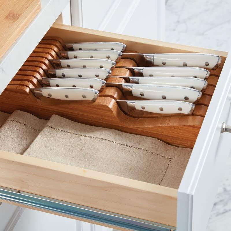 Bamboo 11-Slot In-Drawer Knife Organizer