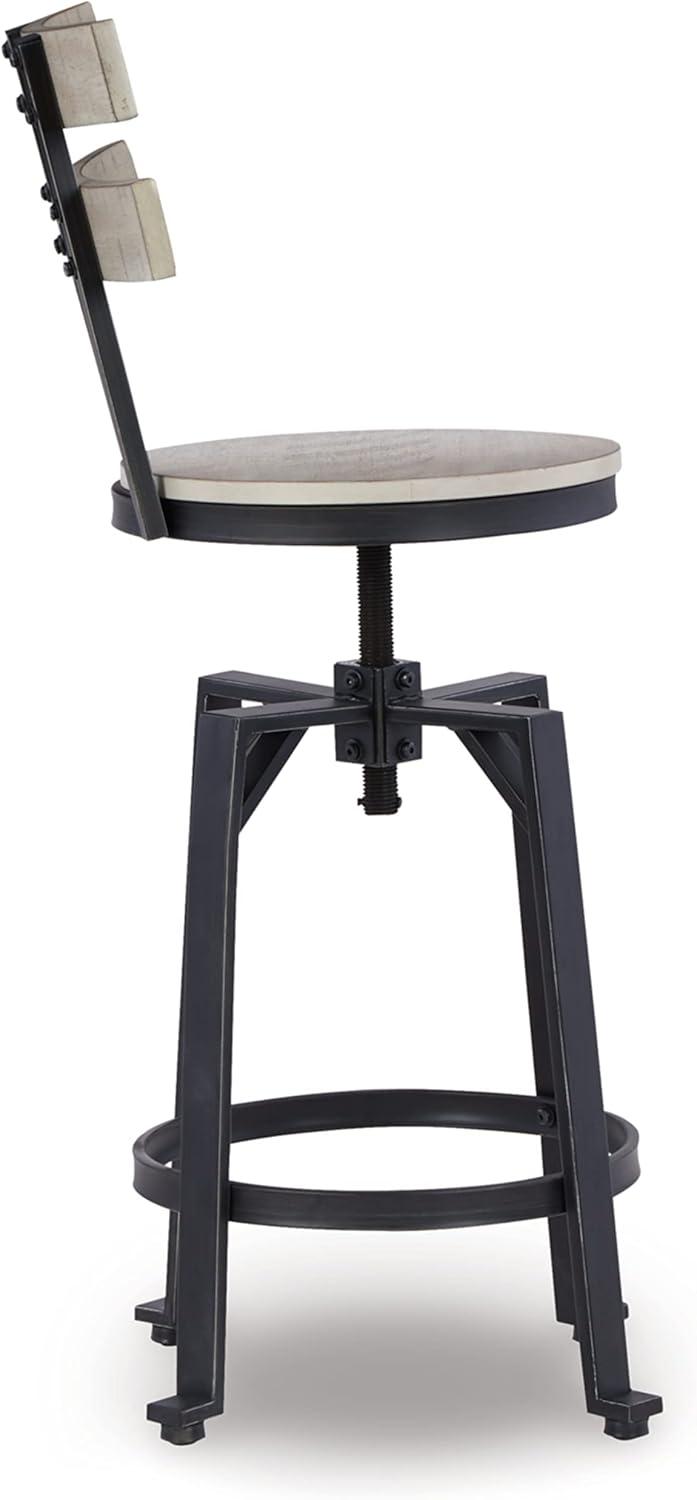 Adjustable Black Metal and Wood Swivel Bar Stool