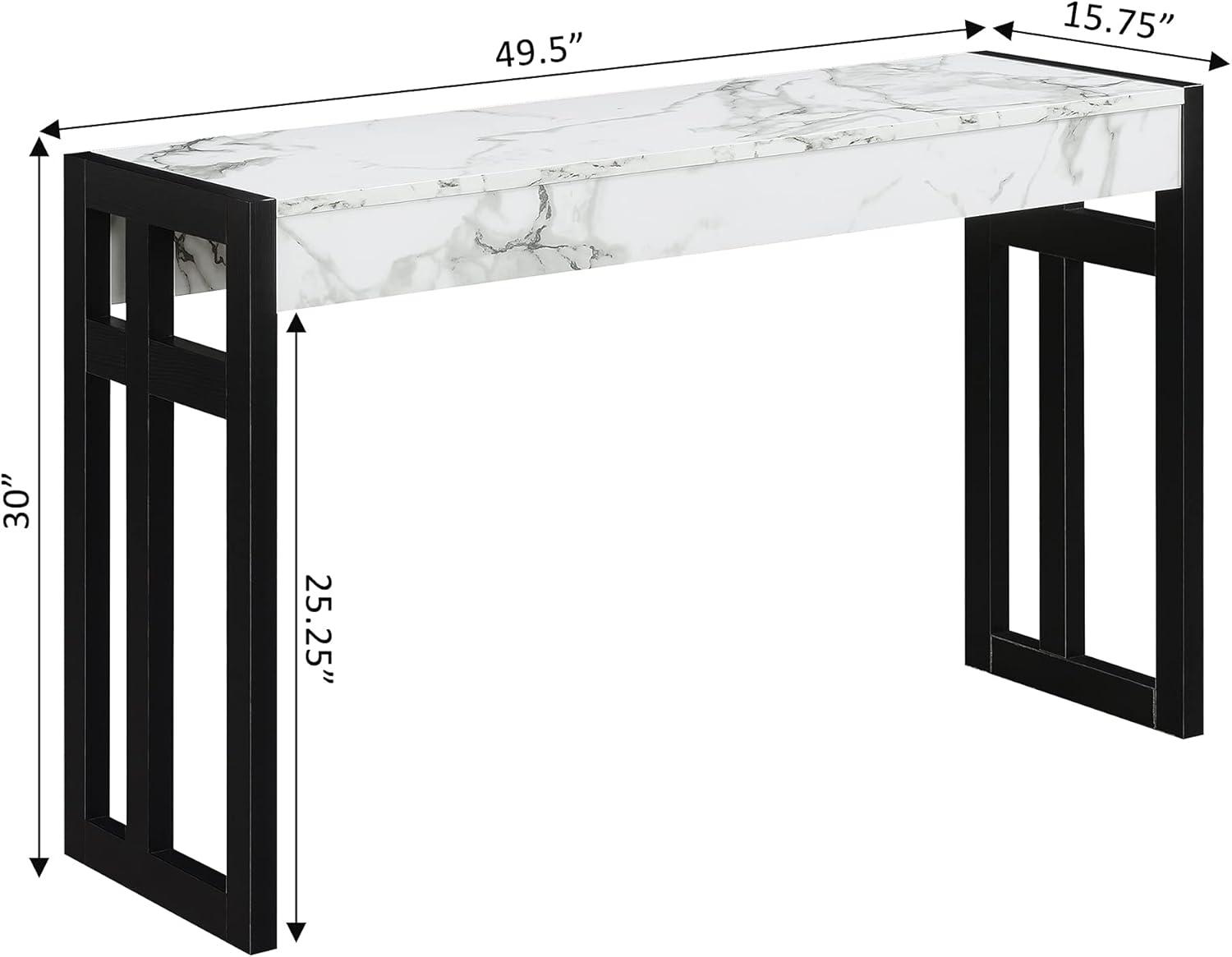 Monterey Console Table, White Faux Marble/Black