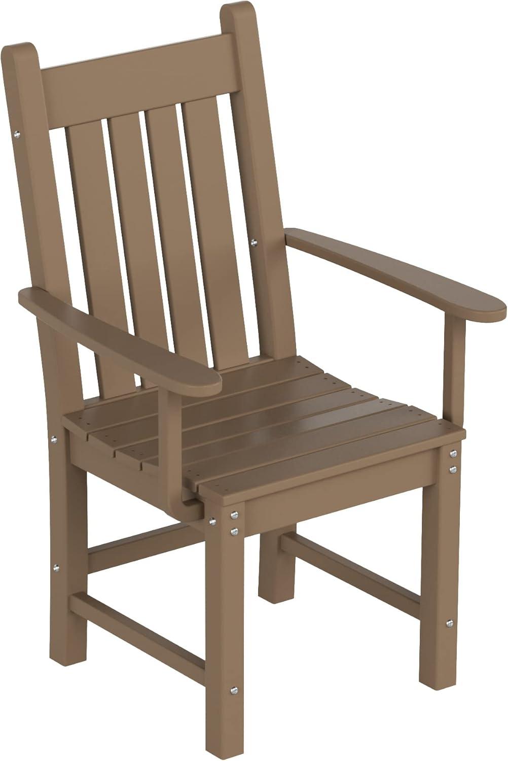 Weathered Brown HDPE Outdoor Dining Armchair