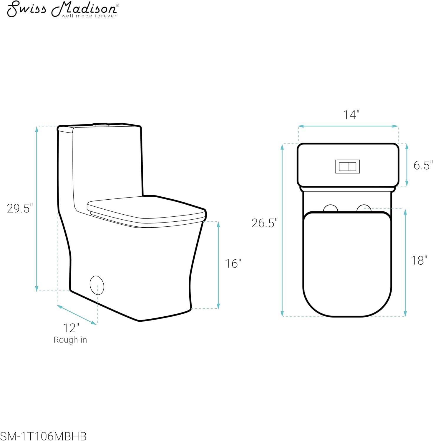 Concorde One Piece Square Toilet Dual Flush, Brushed Gold Hardware 1.1/1.6 gpf