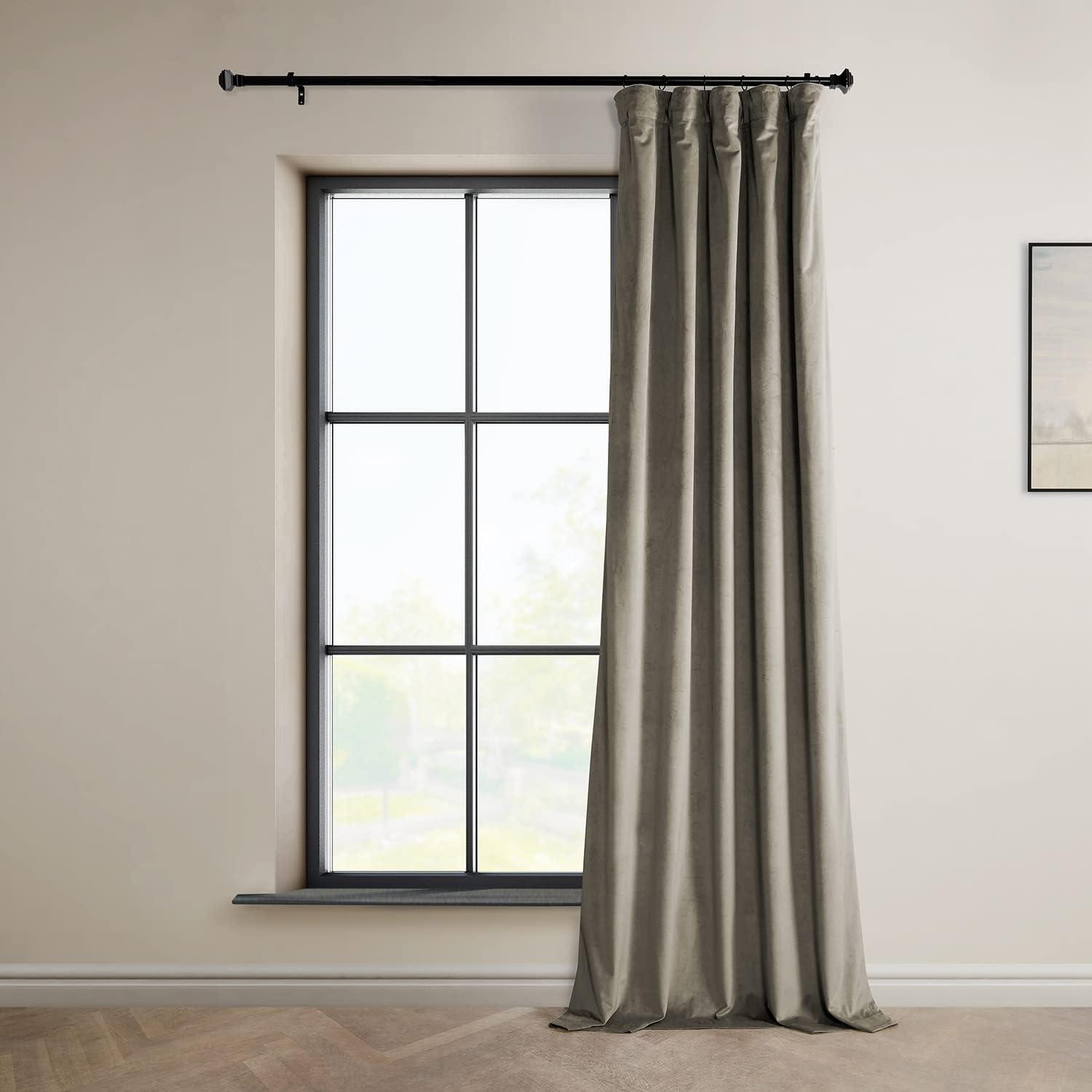 HPD Half Price Drapes Gallery Taupe Heritage Plush Velvet Room Darkening Curtains for Bedroom & Living Room Curtains (1 Panel), Window Curtains 84 inches long, Rod Pocket Curtains & Drapes,50W X 84L