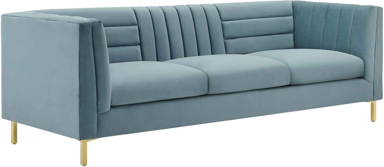 Modway Ingenuity Channel Tufted Performance Velvet Sofa in Light Blue