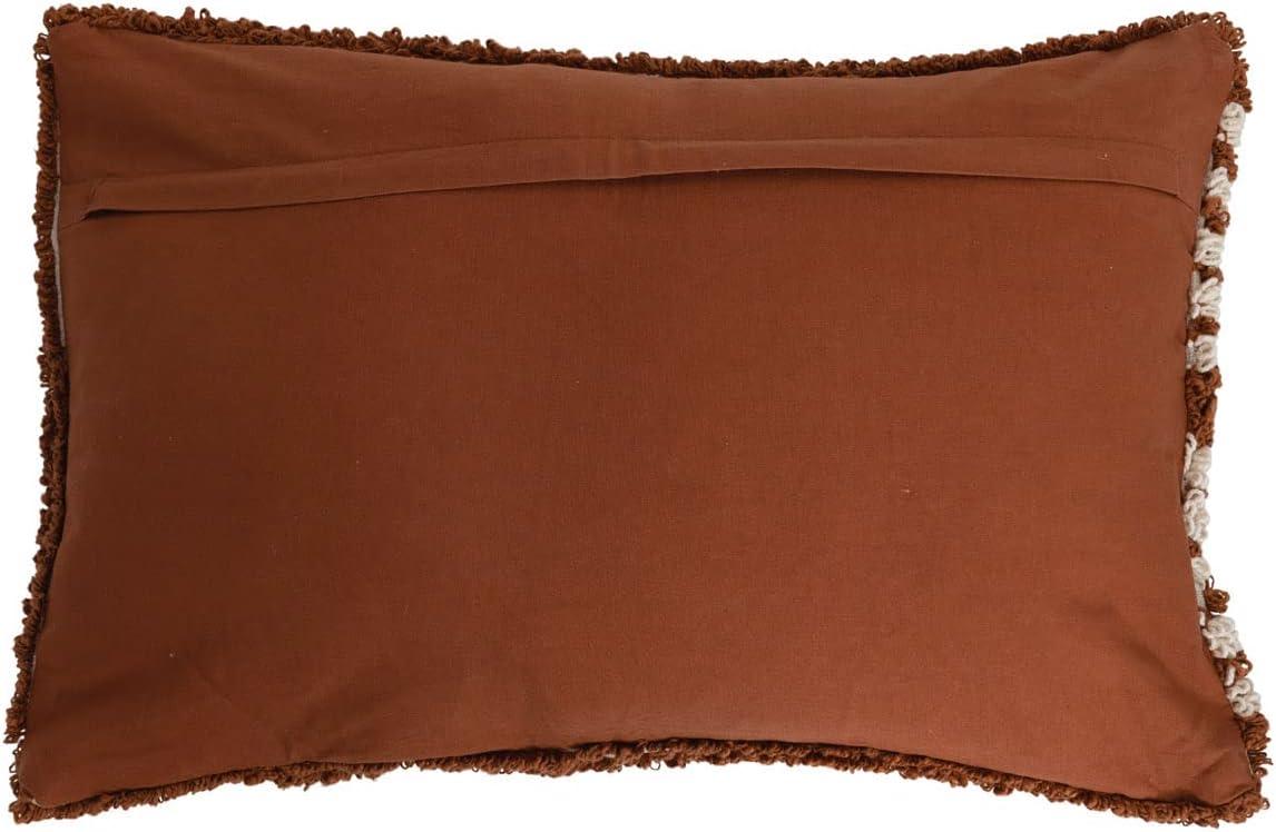Bloomingville Cotton Tufted Lumbar Geometric Design Pillow, 24" L x 16" W x 1" H, Brown