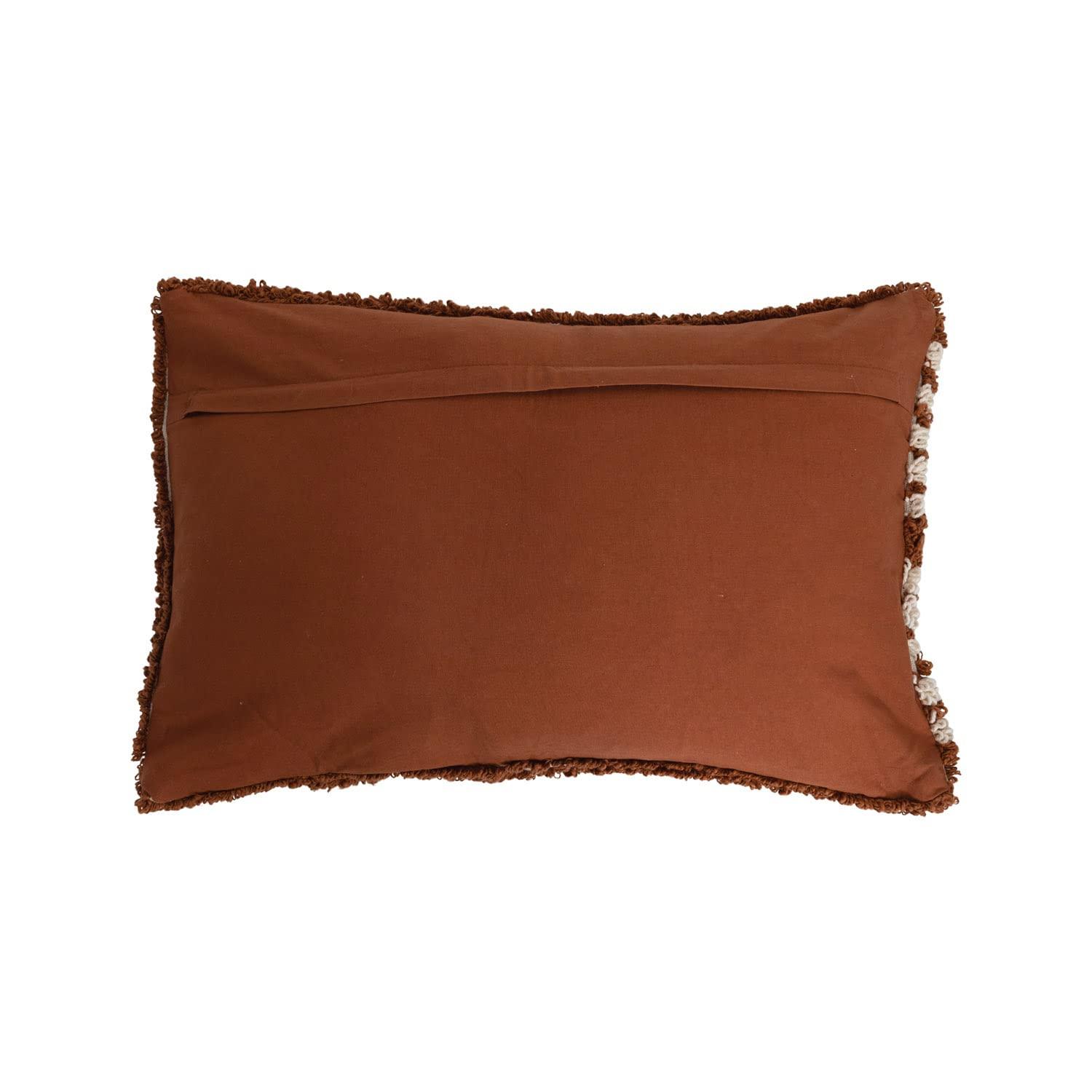 Bloomingville Cotton Tufted Lumbar Geometric Design Pillow, 24" L x 16" W x 1" H, Brown