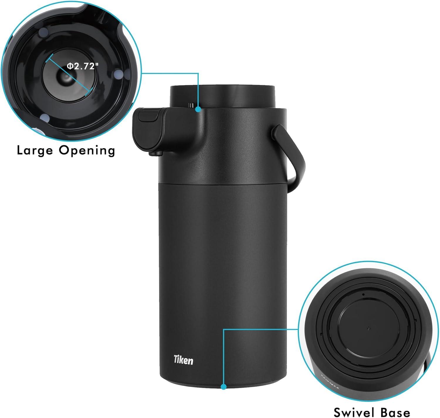 Stack man Airpot Coffee Dispenser With Pump - 135Oz/4L Thermal Coffee Carafes For Hot Beverage - Stainless Steel Insulated Coffee Thermos Carafe, Black