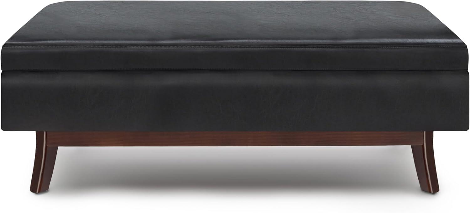 Owen Mid Century Modern Black Rubberwood Cocktail Ottoman