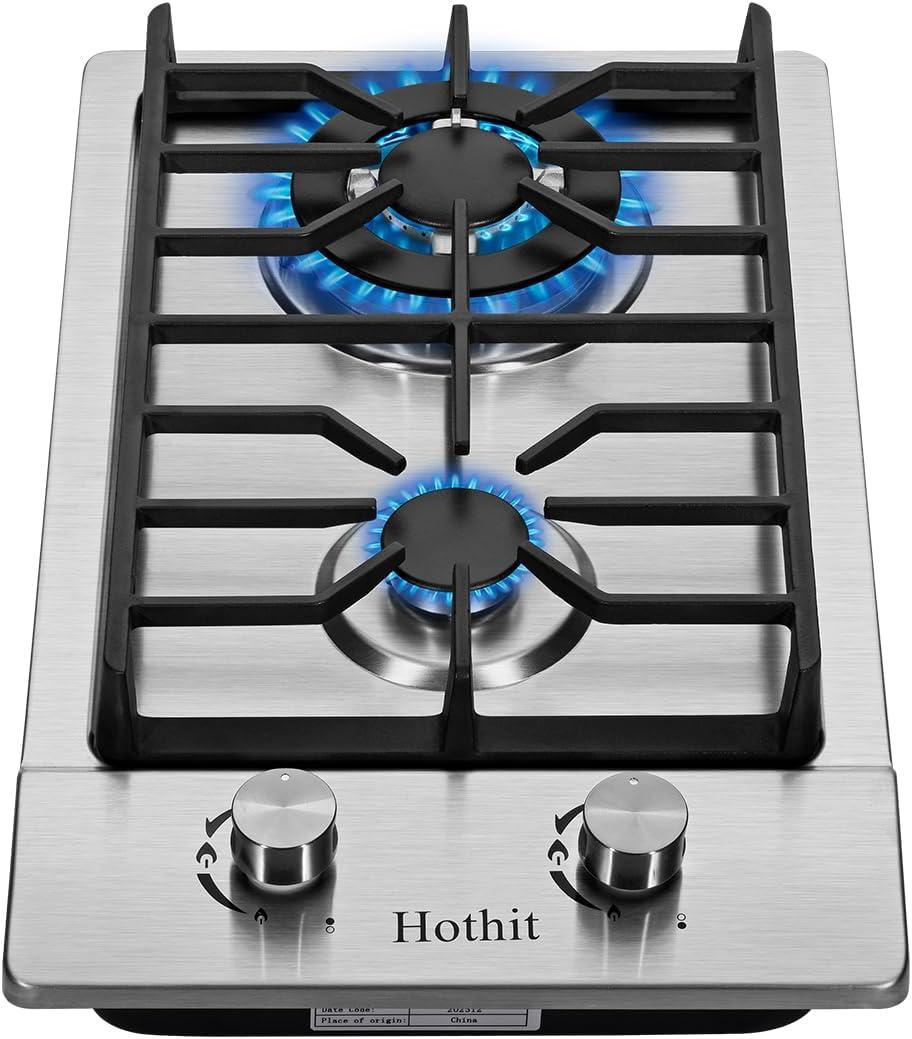 12" Stainless Steel 2-Burner Propane Gas Cooktop