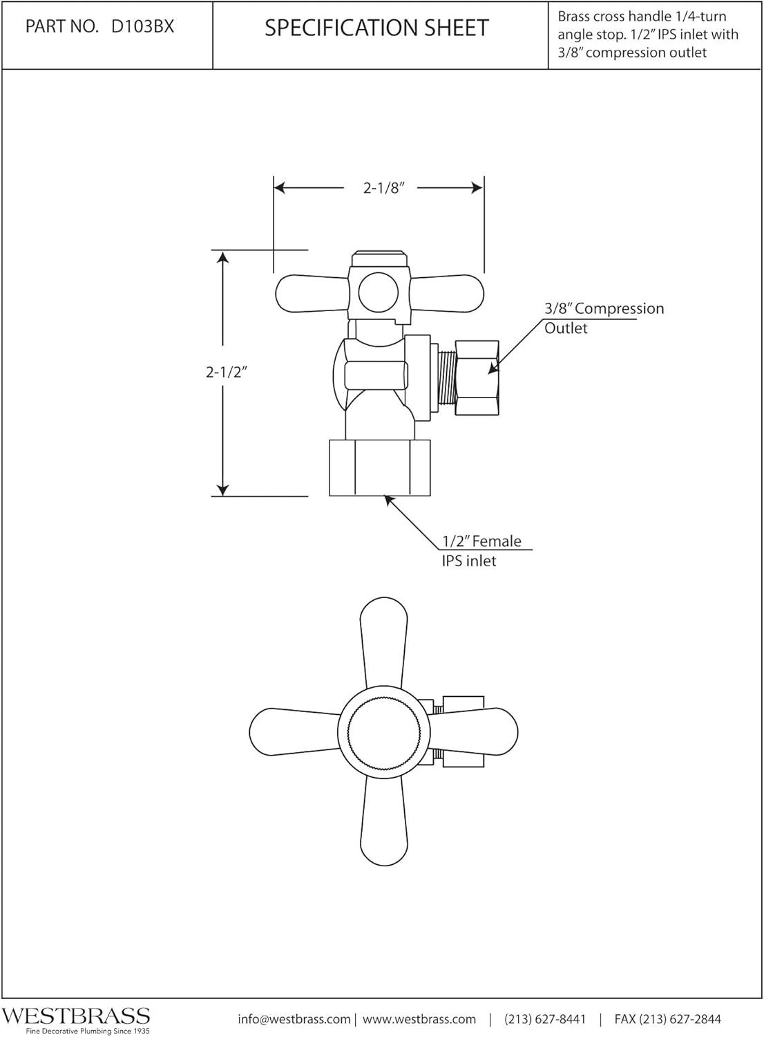 Matte Black 1/2" IPS x 3/8" OD Angle Stop Valve