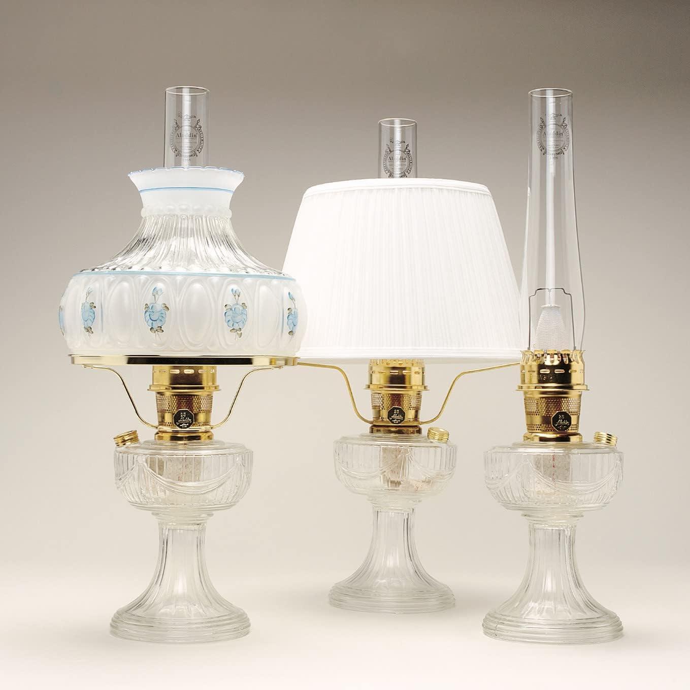 Aladdin Lincoln Drape Oil Lamp - Traditional Classic Indoor Oil or Kerosene Fuel Lamp, Bright White Light, Glass with Brass Trim, Clear