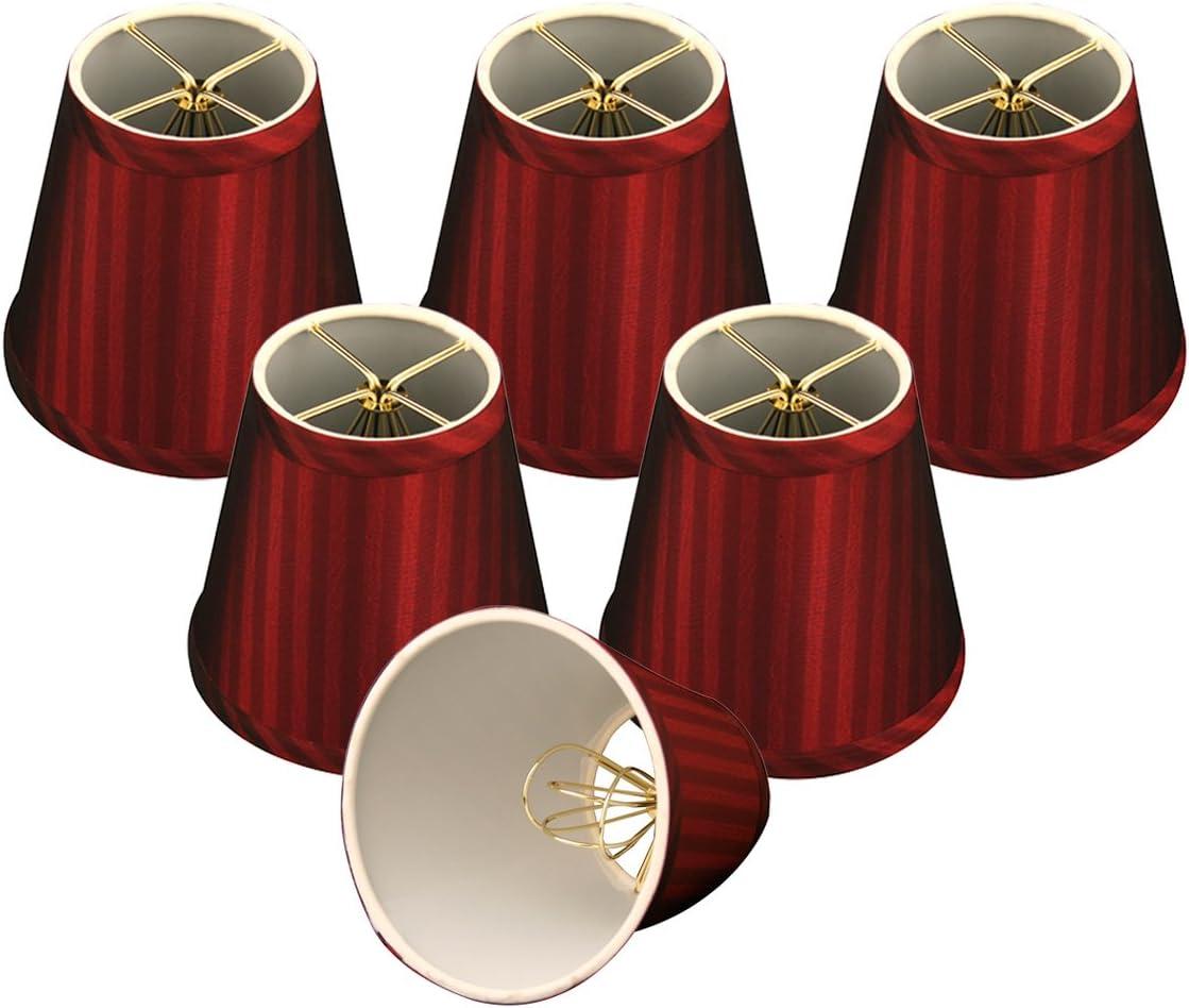 Royal Designs, Inc. Empire Chandelier Shade CS-1010-5BUR/ST-6, Burgundy Stripe, 3 x 5 x 4.5, Pack of 6