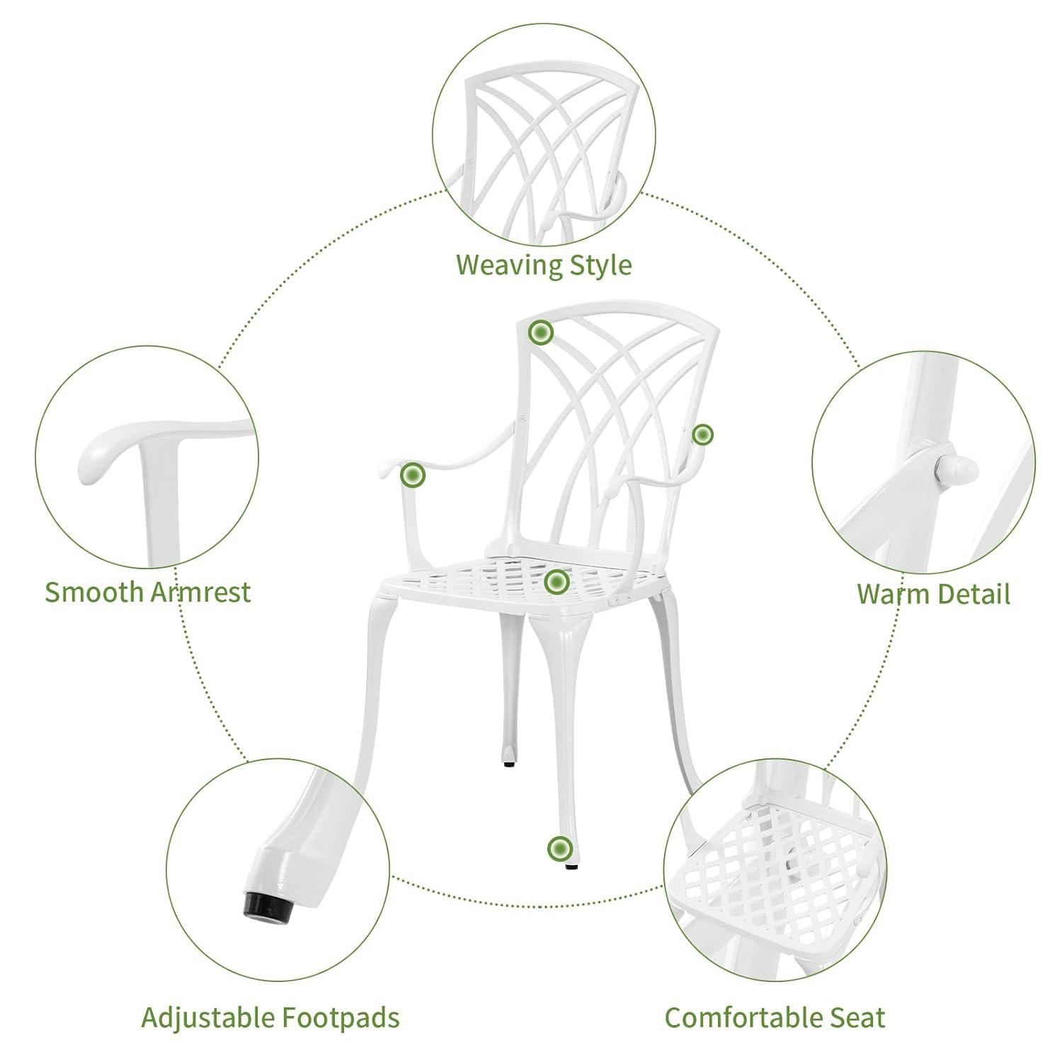 World Menagerie 3 Piece Patio Bistro Set Cast Aluminum Bistro Table And Chairs Set Of 2 With Umbrella Hole,All Weather Metal Bistro Table Set,Outdoor Patio Furniture Set For Garden