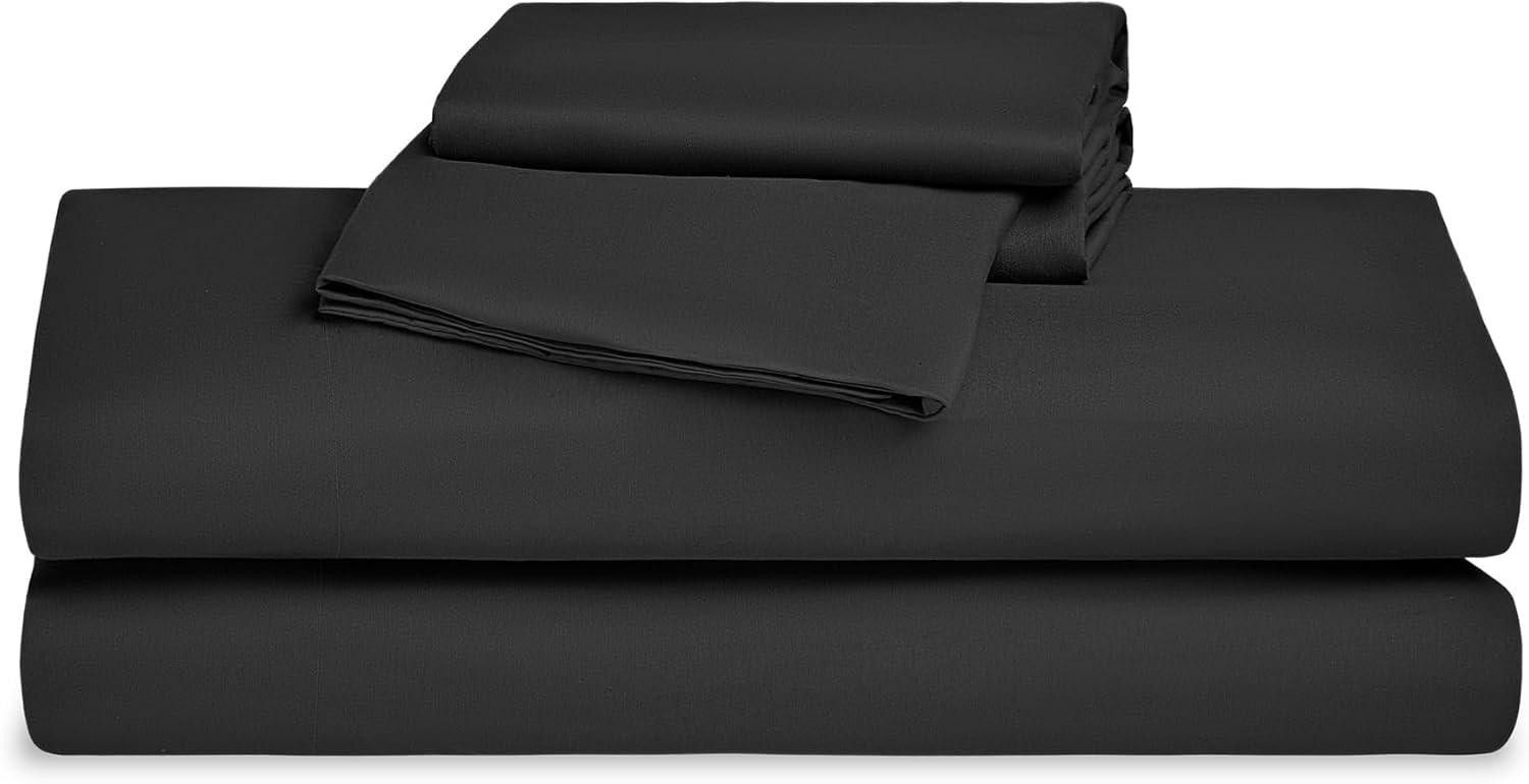 SLEEP ZONE Queen Sheets Black - Super Soft Sheets for Queen Size Bed, 4 Pieces Hotel Luxury Queen Sheet Set, Easy Care Microfiber Bed Sheet Set