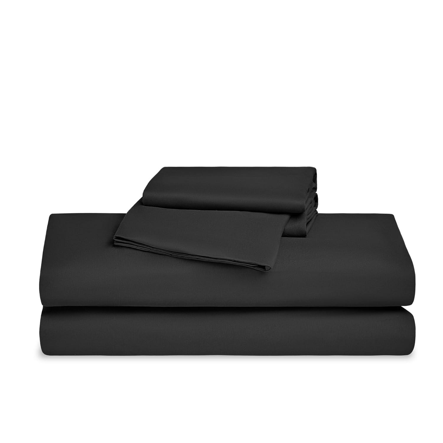 SLEEP ZONE Queen Sheets Black - Super Soft Sheets for Queen Size Bed, 4 Pieces Hotel Luxury Queen Sheet Set, Easy Care Microfiber Bed Sheet Set