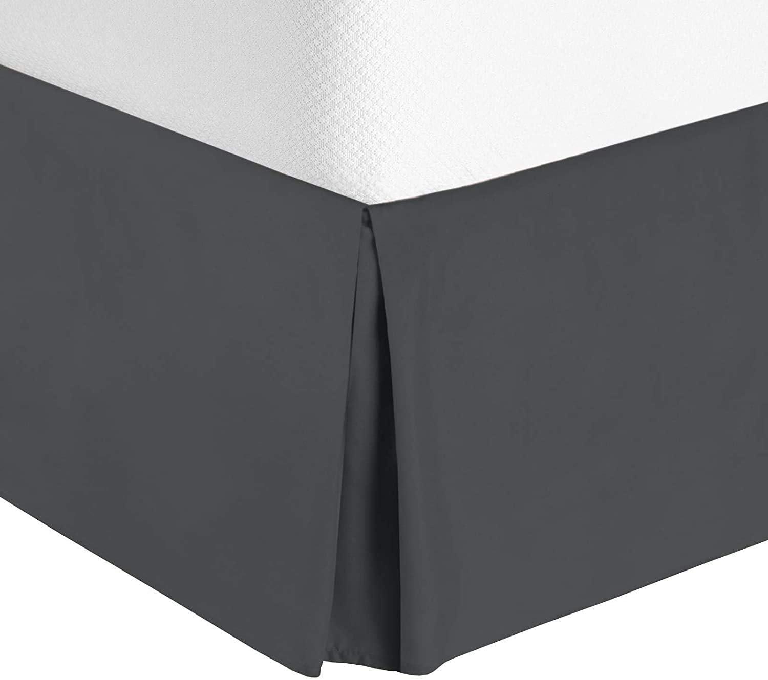 Mellanni Iconic Collection Pleated Microfiber Bed Skirt 15" Drop, Queen, Gray