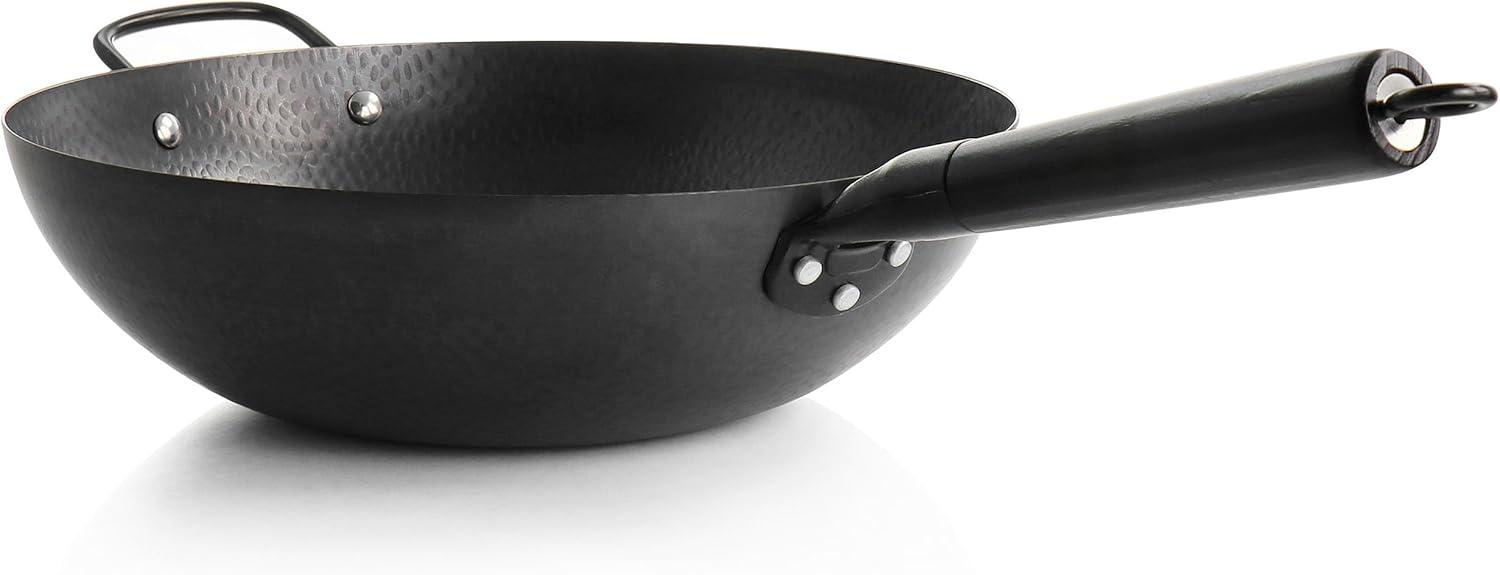 Gibson Home Hammered 13 Inch Heavy Gauge Carbon Steel Wok in Black