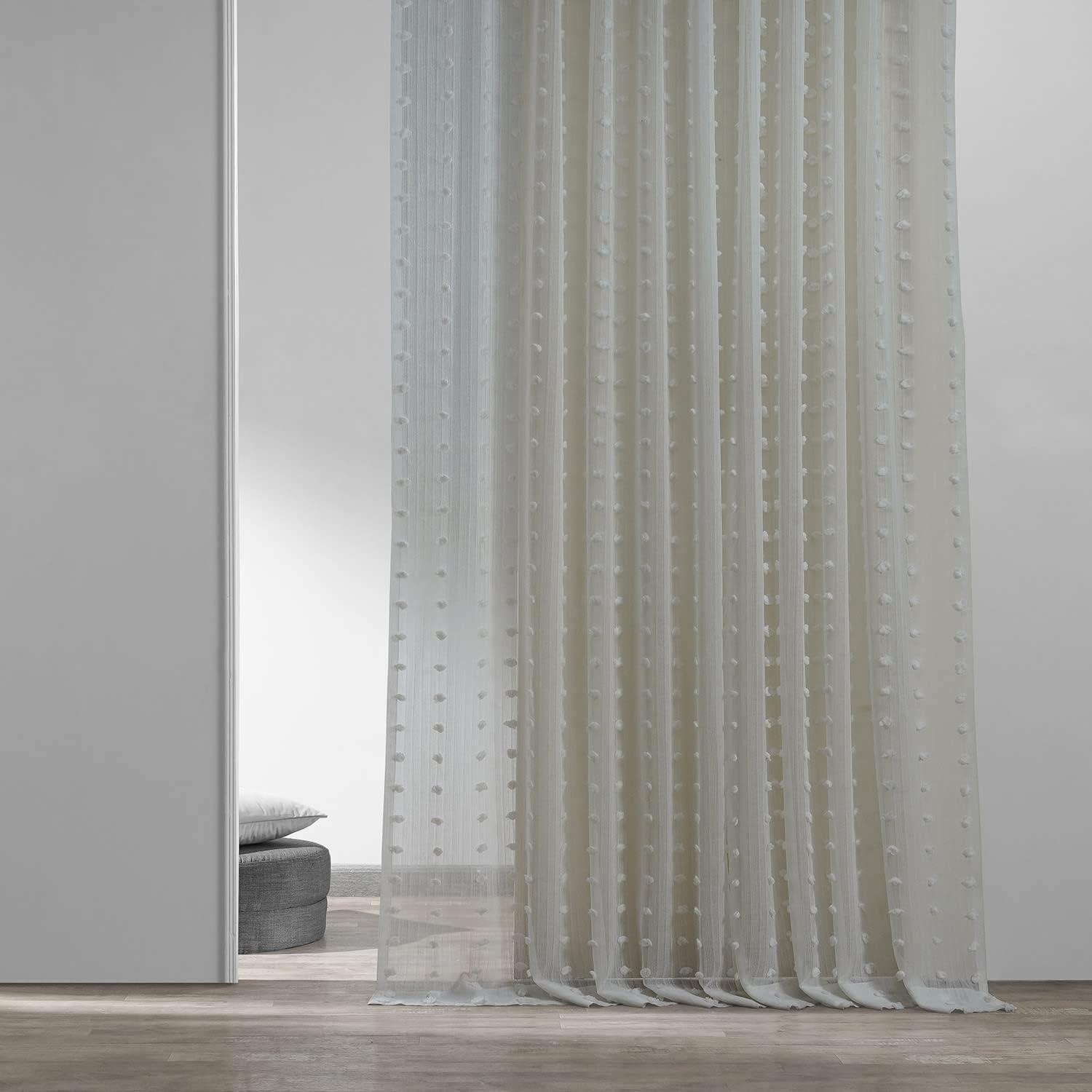 Strasbourg Dot Patterned Faux Linen Sheer Curtain (1 Panel), Strasbourg Dot, 50W X 96L