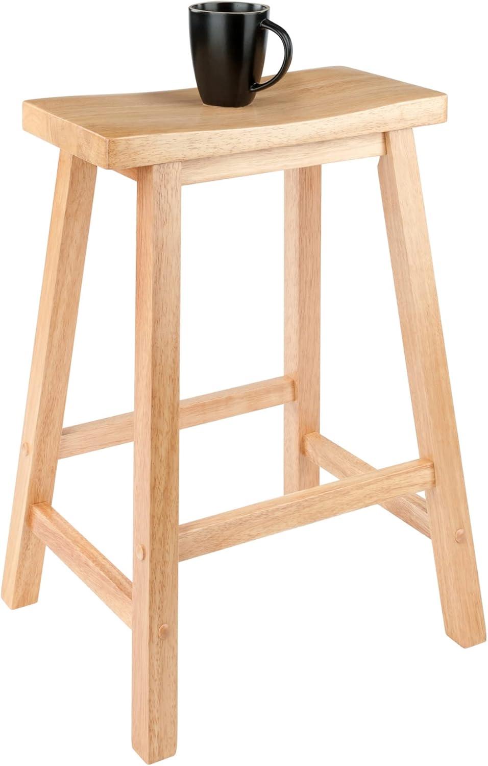 Natural Beech Wood 24" Backless Saddle Style Counter Stool